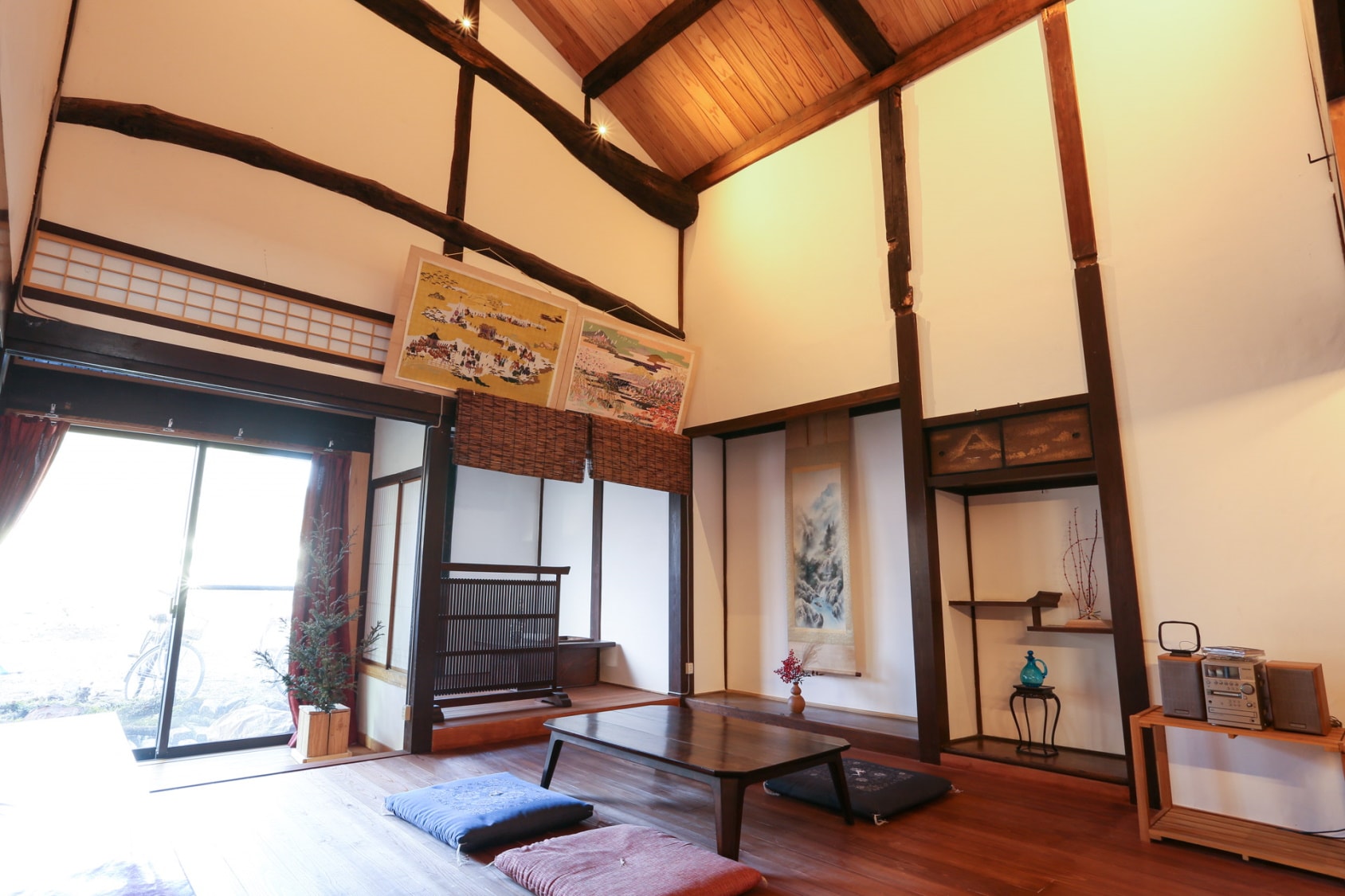 Inside the building.