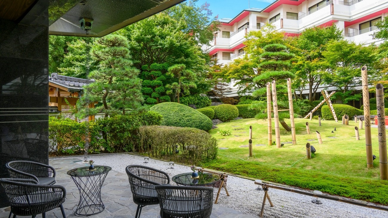 We have terrace seats overlooking the garden.