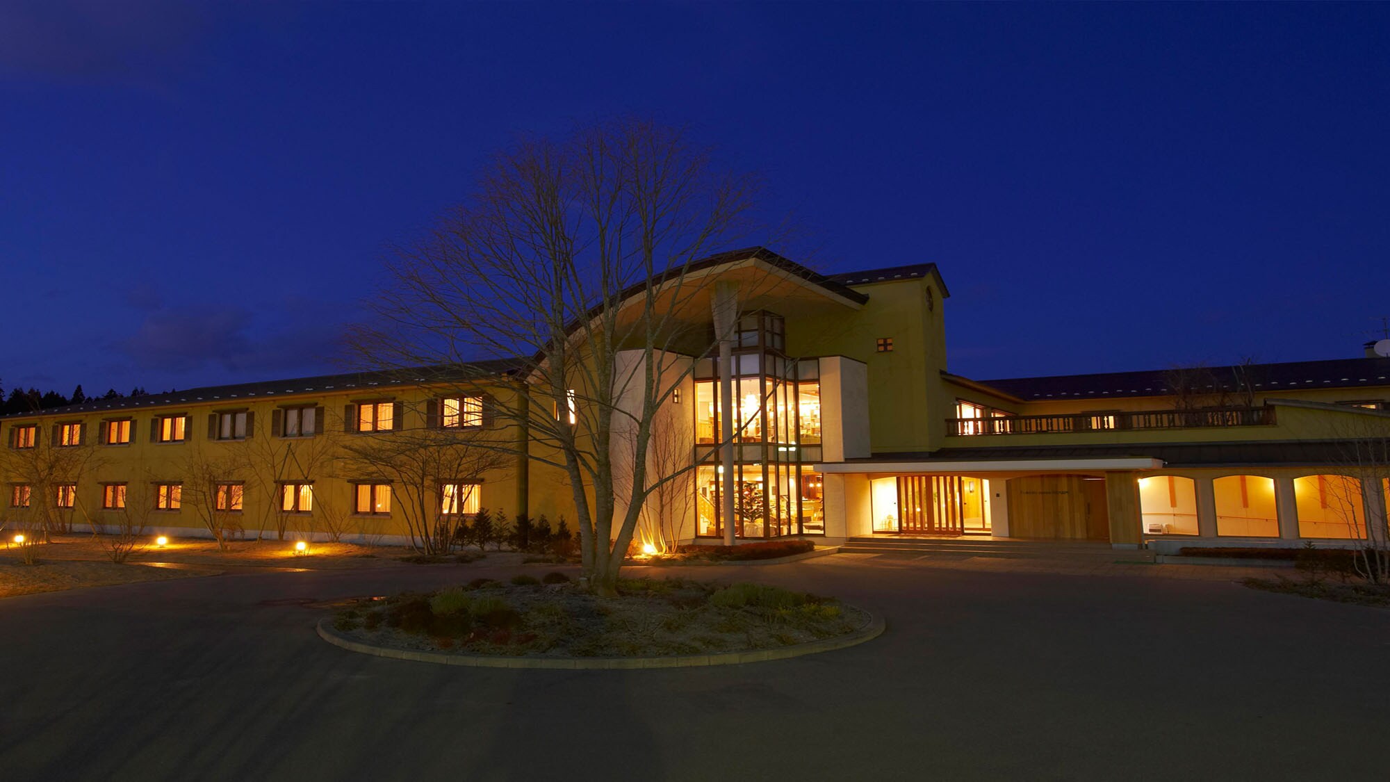 Hotel exterior at night