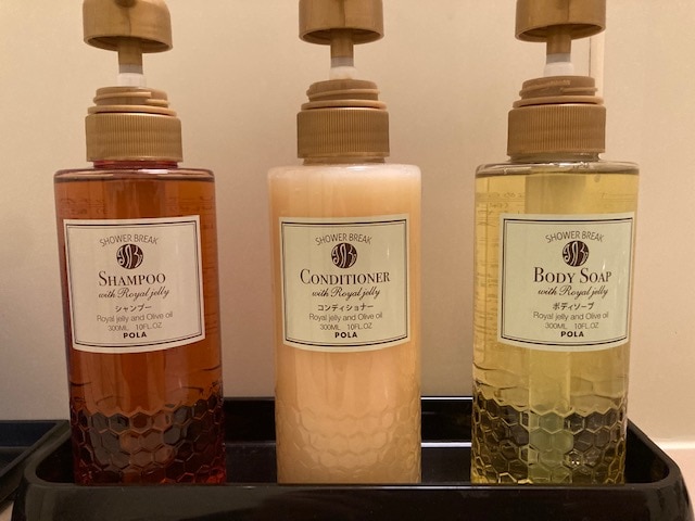 Room body soap, shampoo, conditioner