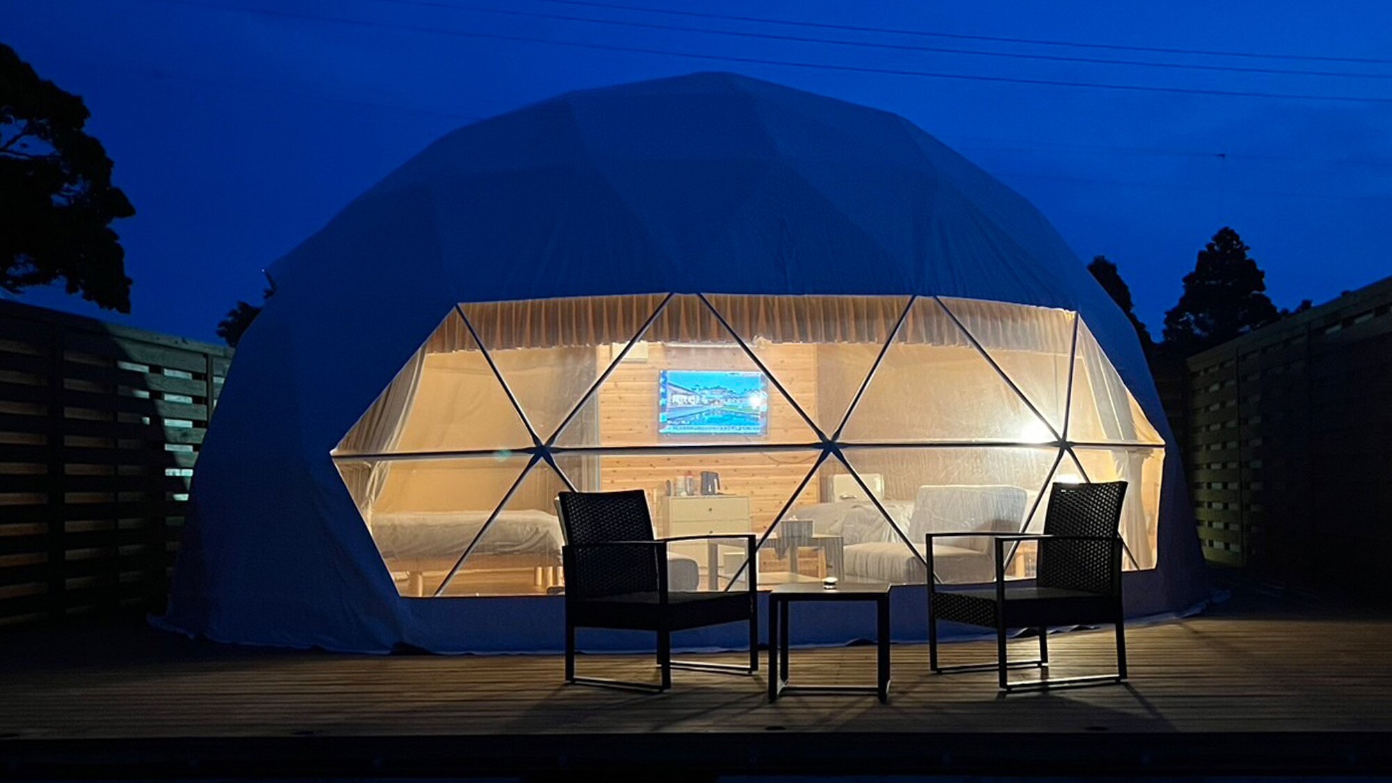 Dome tent evening view