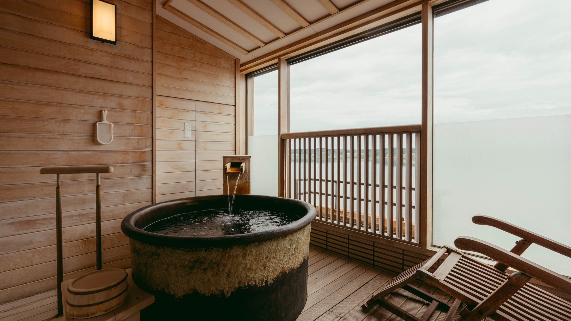 Image of a guest room with an open-air bath