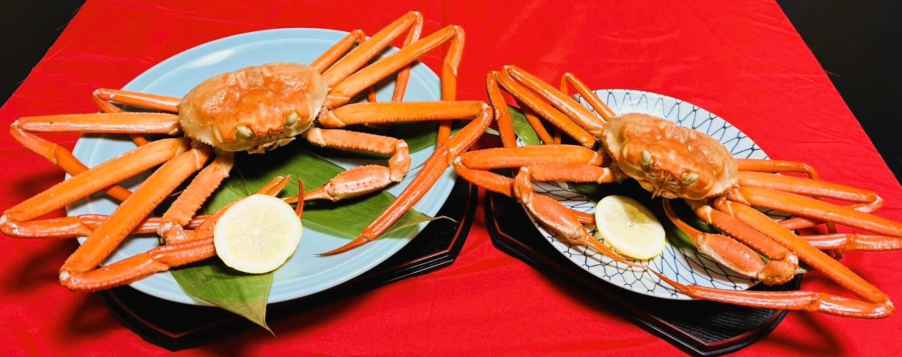 왼쪽이 특대 홍대 게, 오른쪽이 보통 코스의 홍대 게