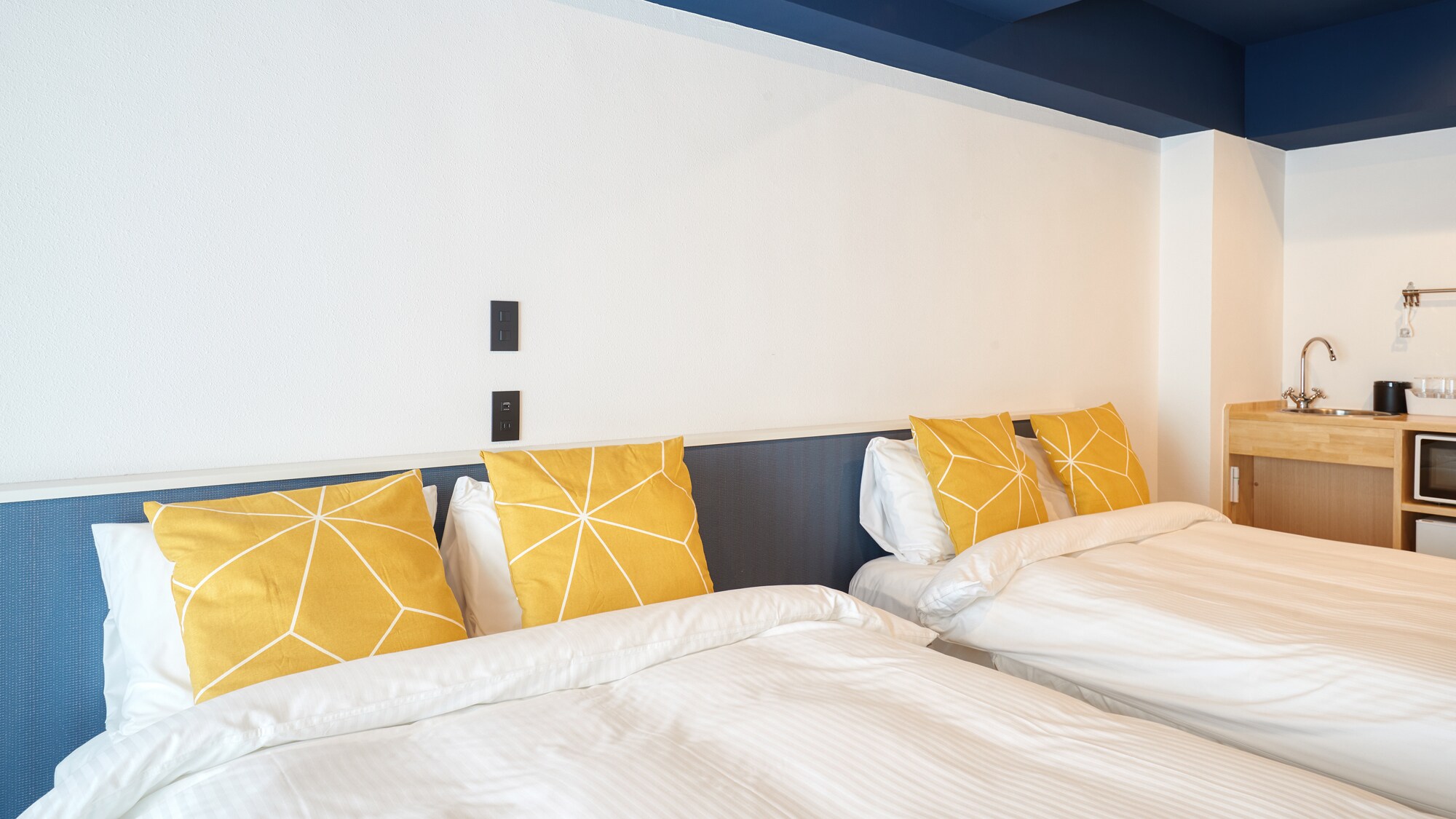 4명까지 숙박 가능. 더블 침대가 2개 있으므로 느긋하게 보내실 수 있습니다.