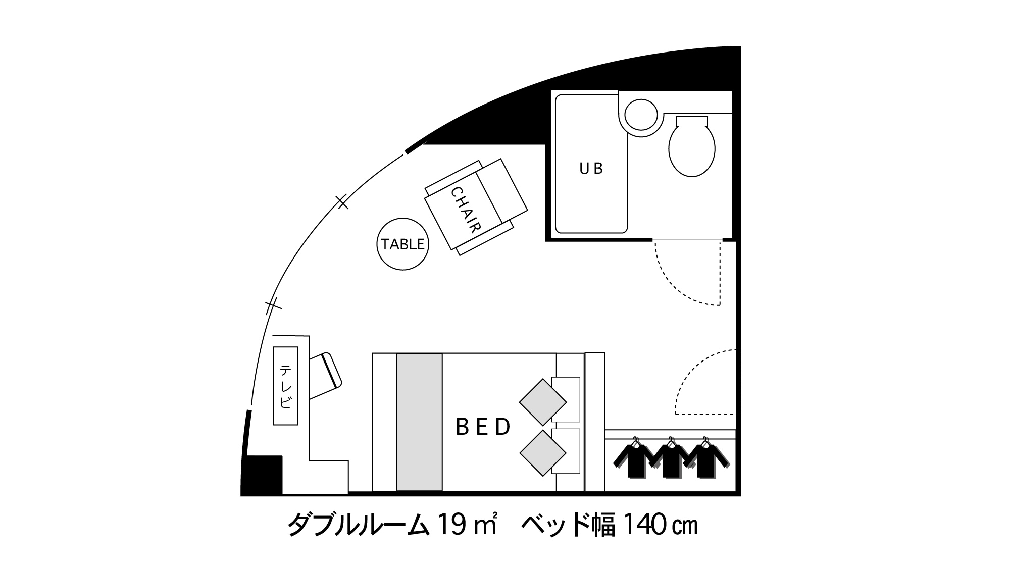 ☆ Double room ☆ ■ Area 19 square meters ■ ★ Floor plan ★