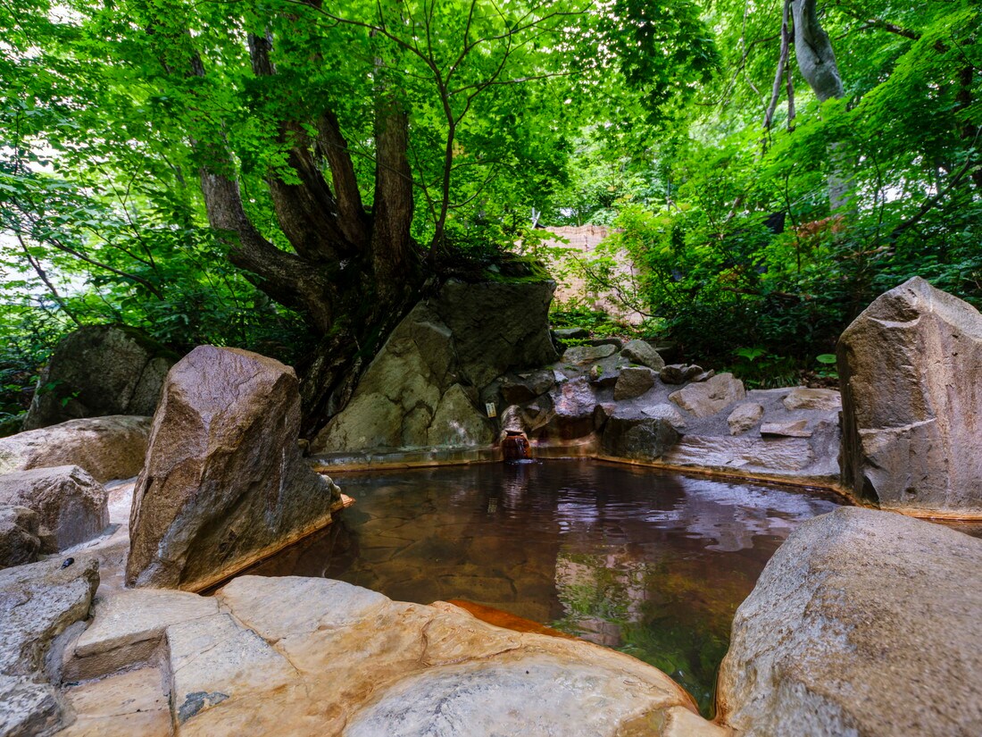 The open-air forest bath offers a sense of freedom