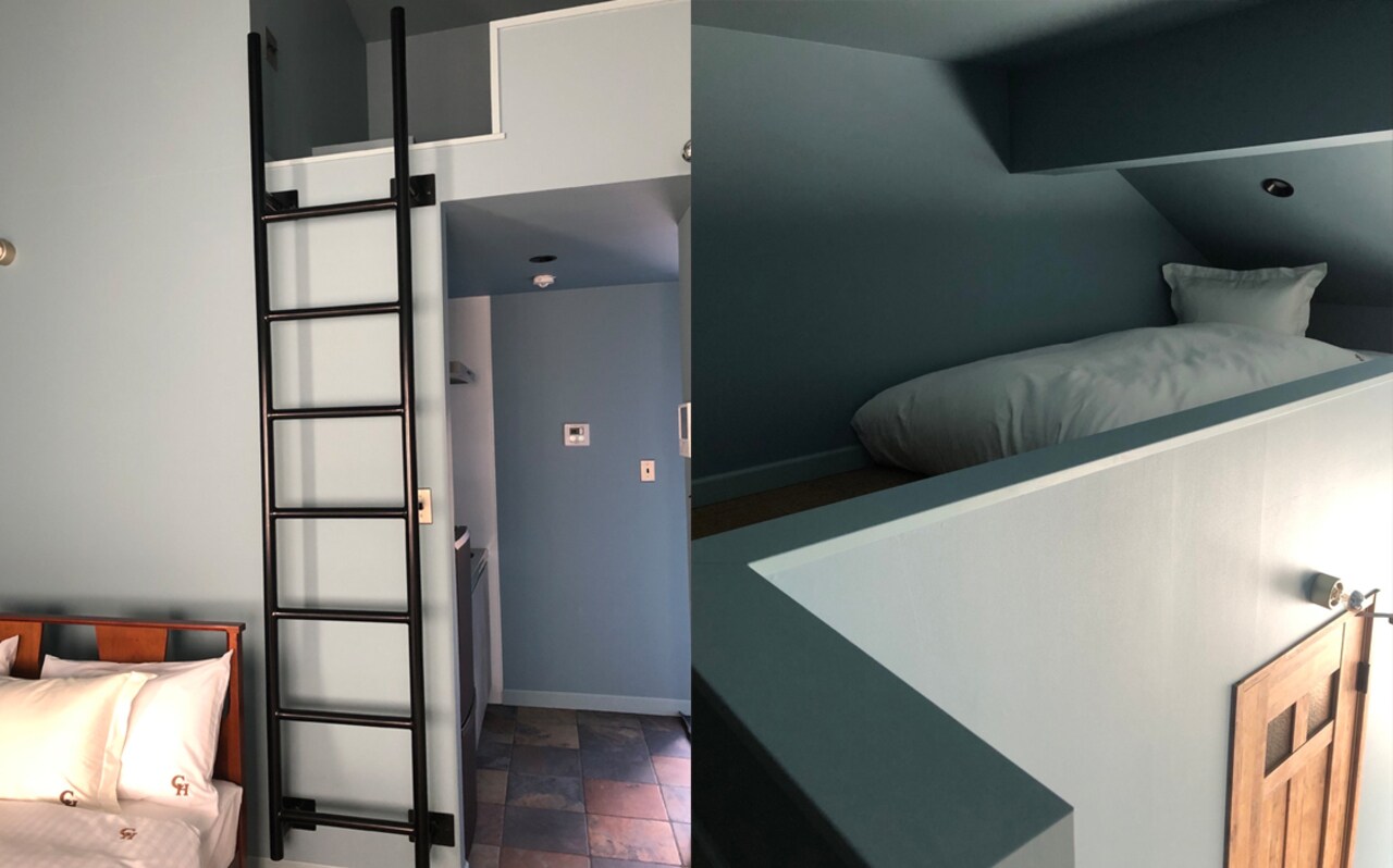 This loft room can accommodate up to four people.