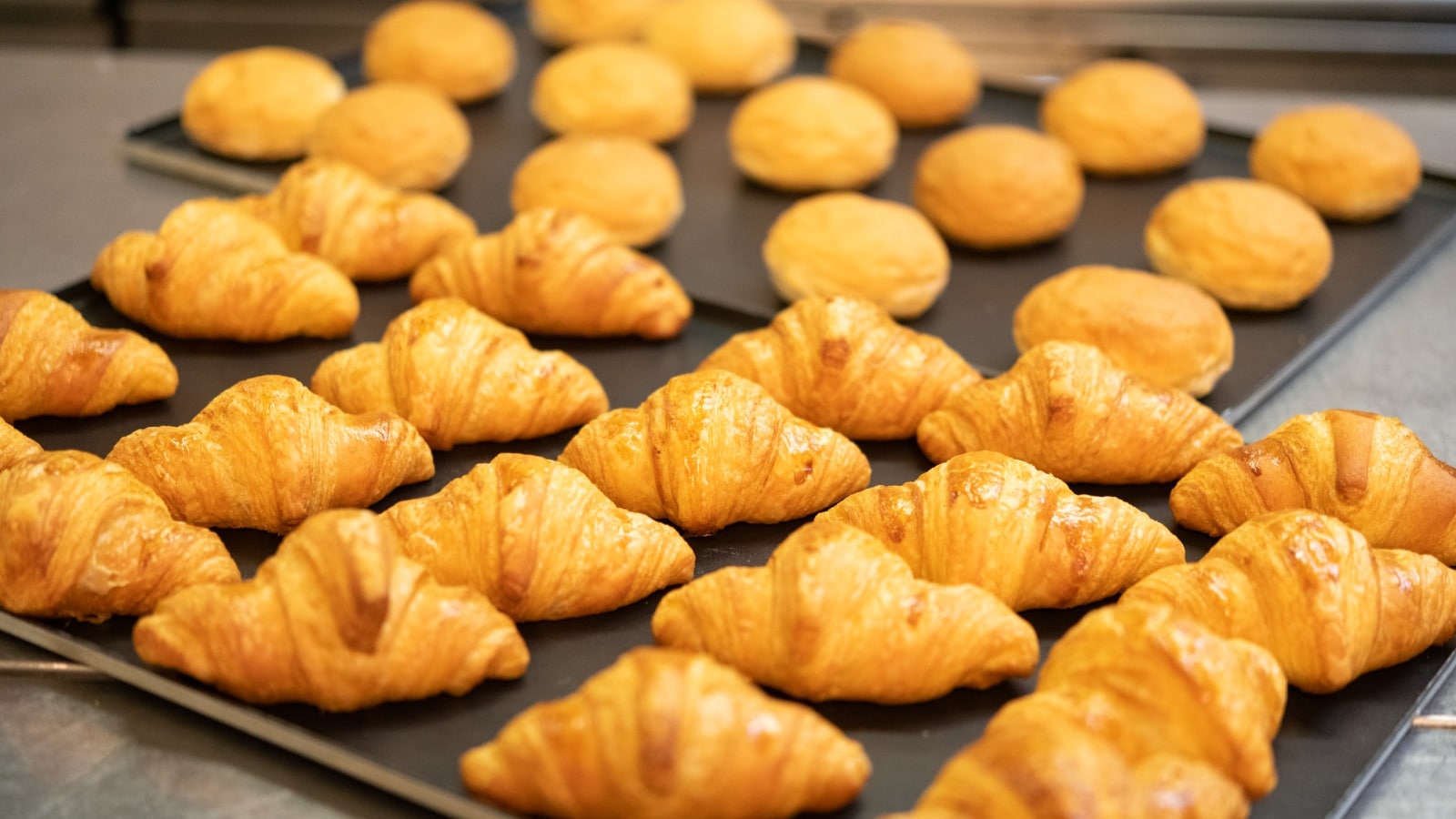 Homemade croissants baked in a restaurant