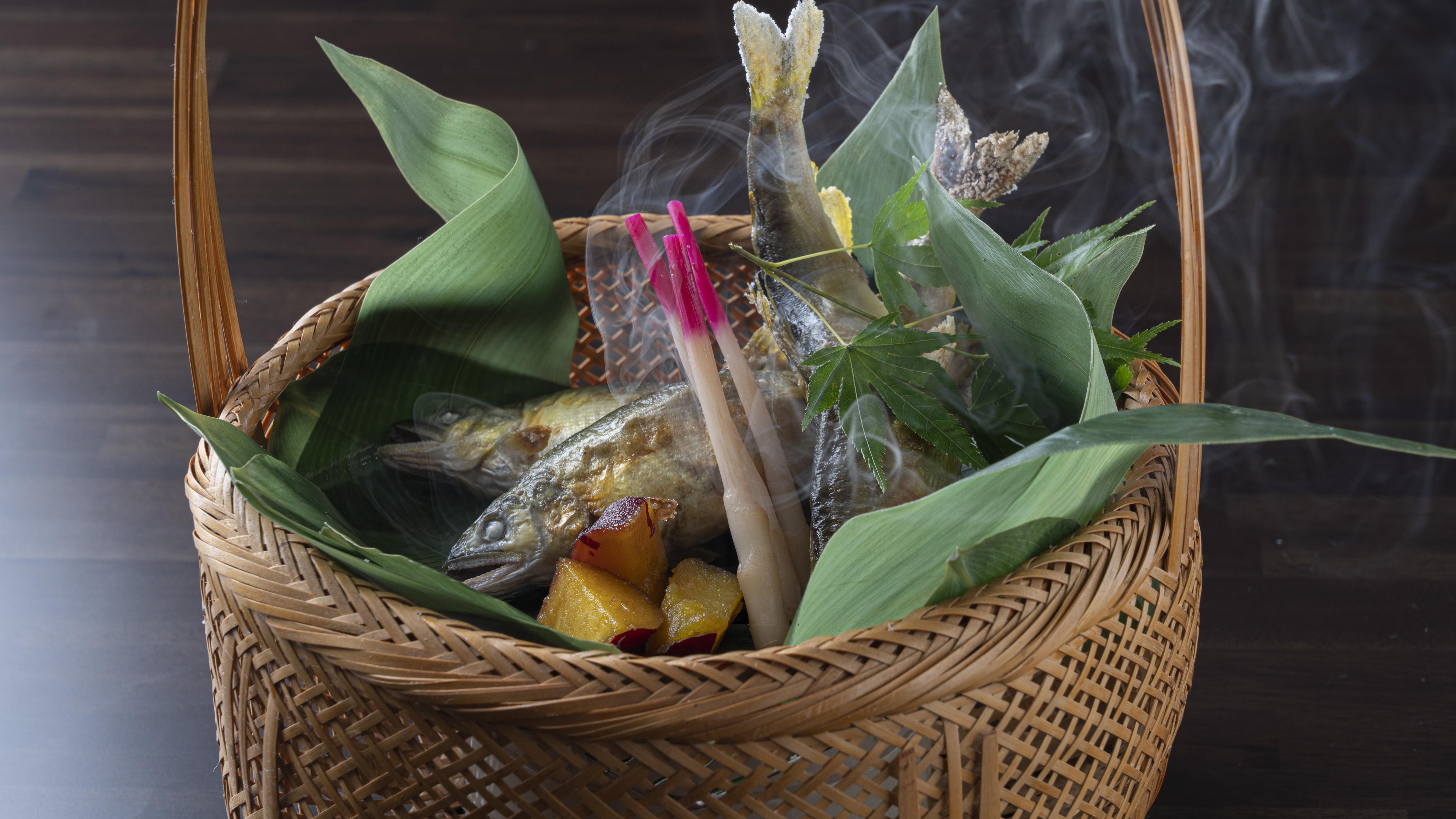 Salt-grilled natural Gujo sweetfish