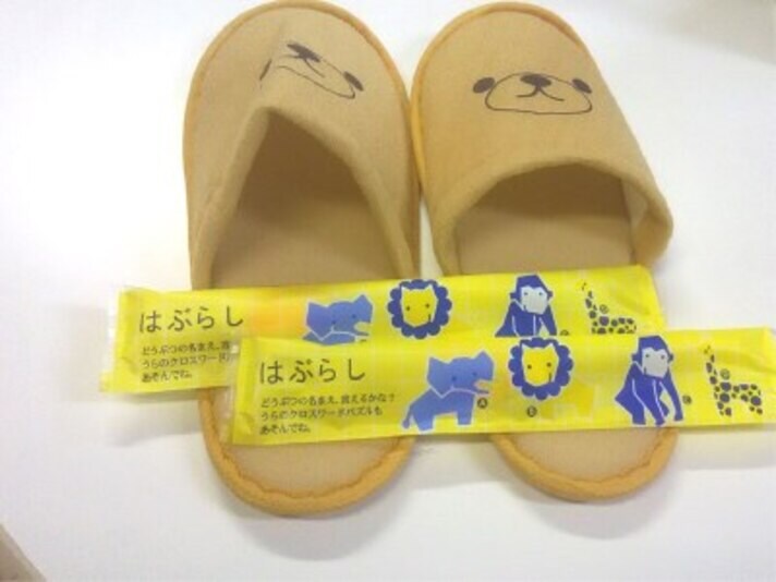 這是兒童設施的例子。提供拖鞋和牙刷