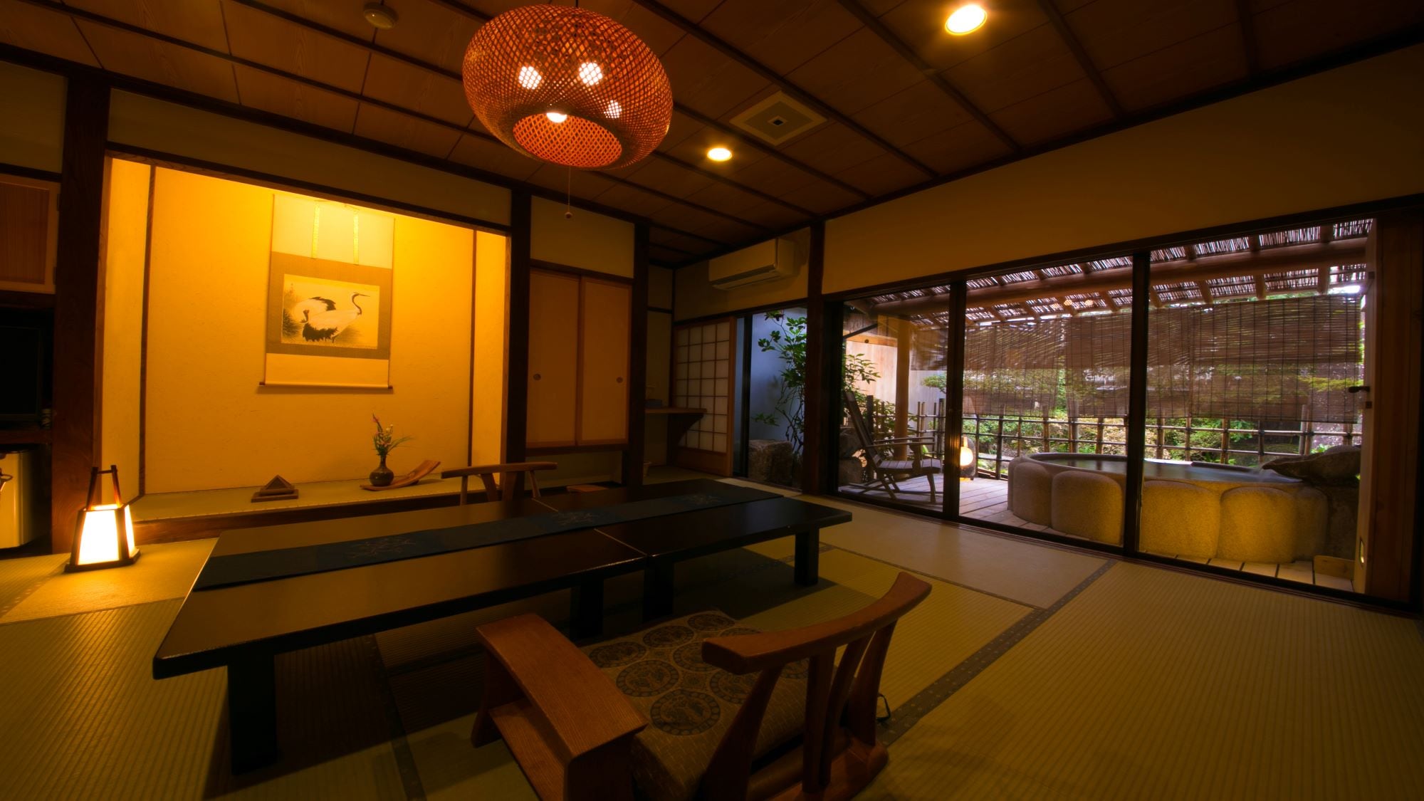 Maisonette style room with open-air bath, futon type