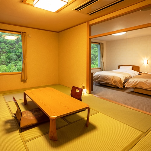 ■Japanese-Western Twin Room■This is a must-see room for those who want to sleep in a bed but also want to experience the atmosphere of a Japanese-style room.