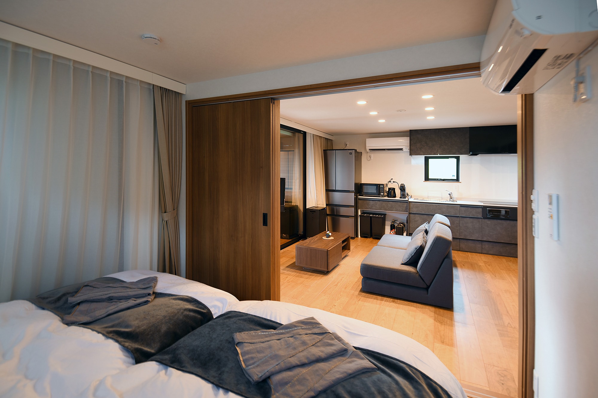Vila tipe glamping dengan kamar tidur ber-AC