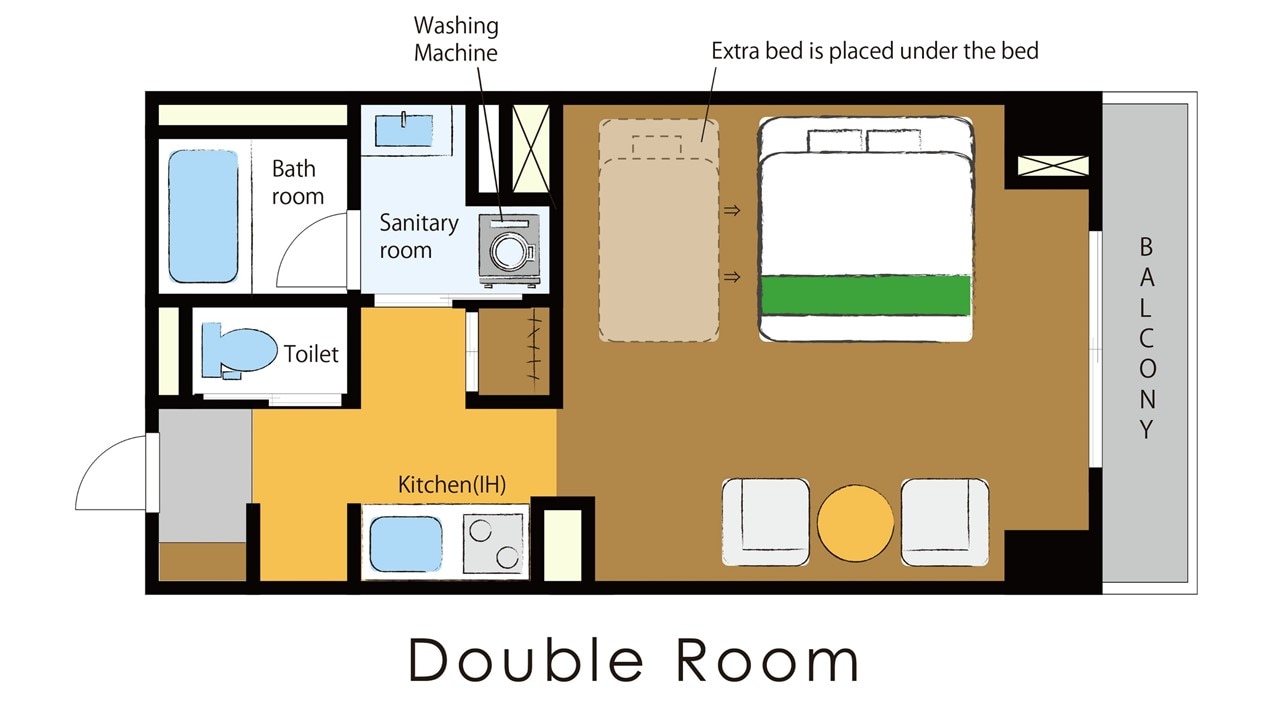 The double room is a room with one double bed ★ It is a perfect room for business and couples ♪