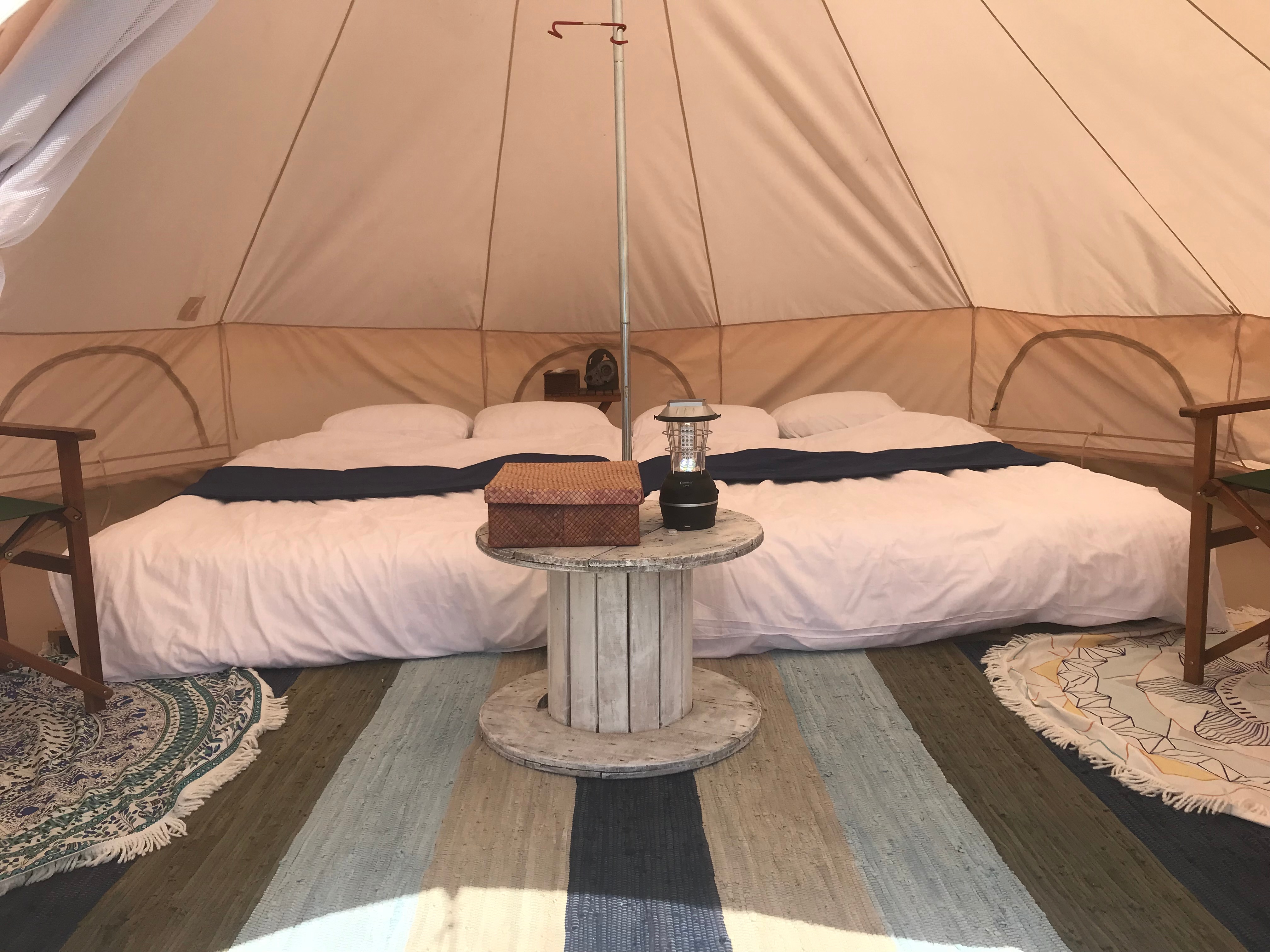 Inside the tent
