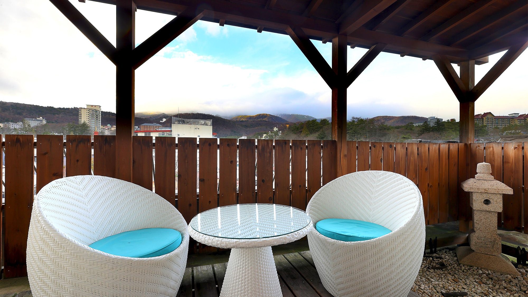 Japanese-style room with wooden deck and massage machine (premium)
