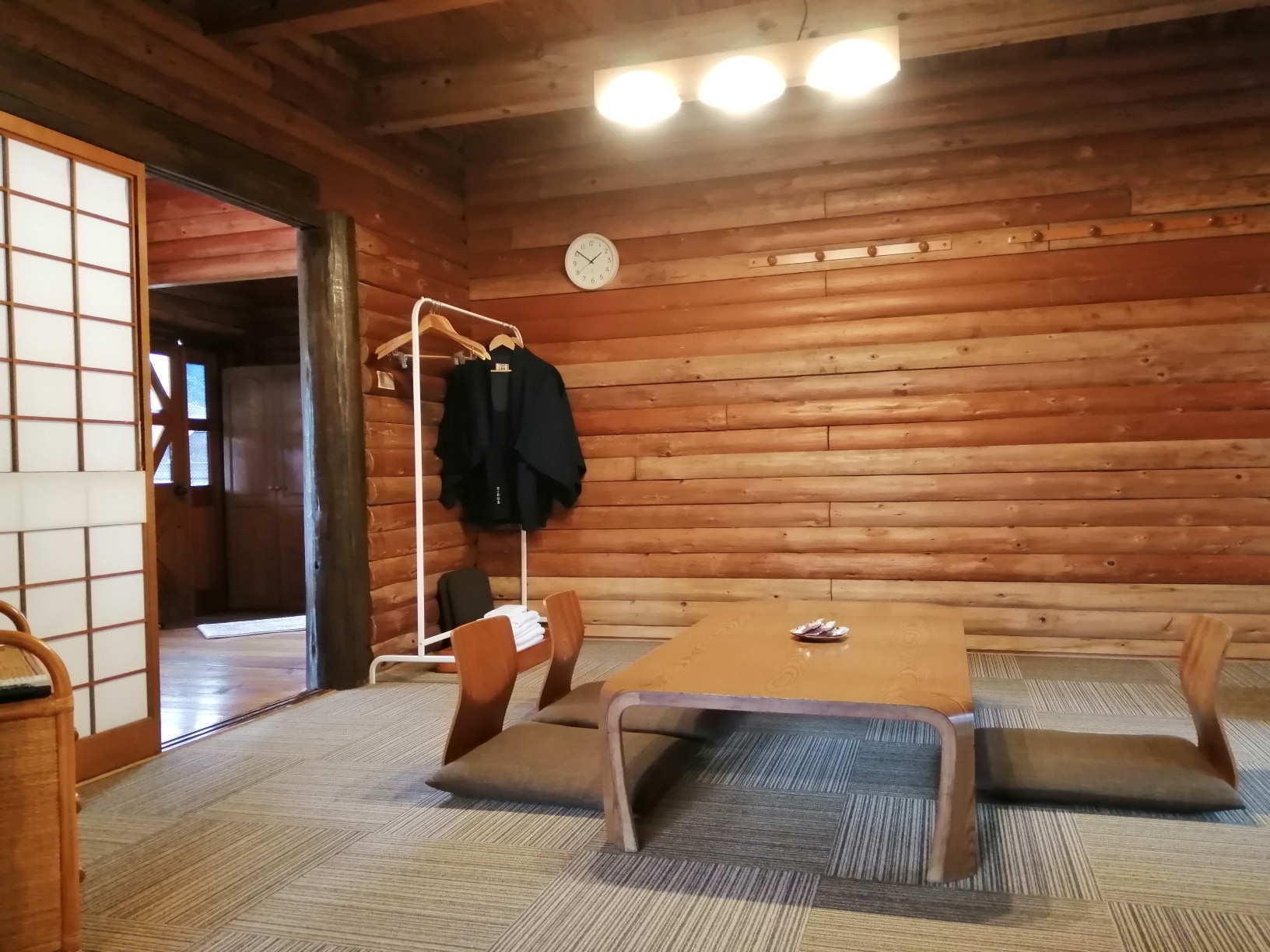 Log house living room example