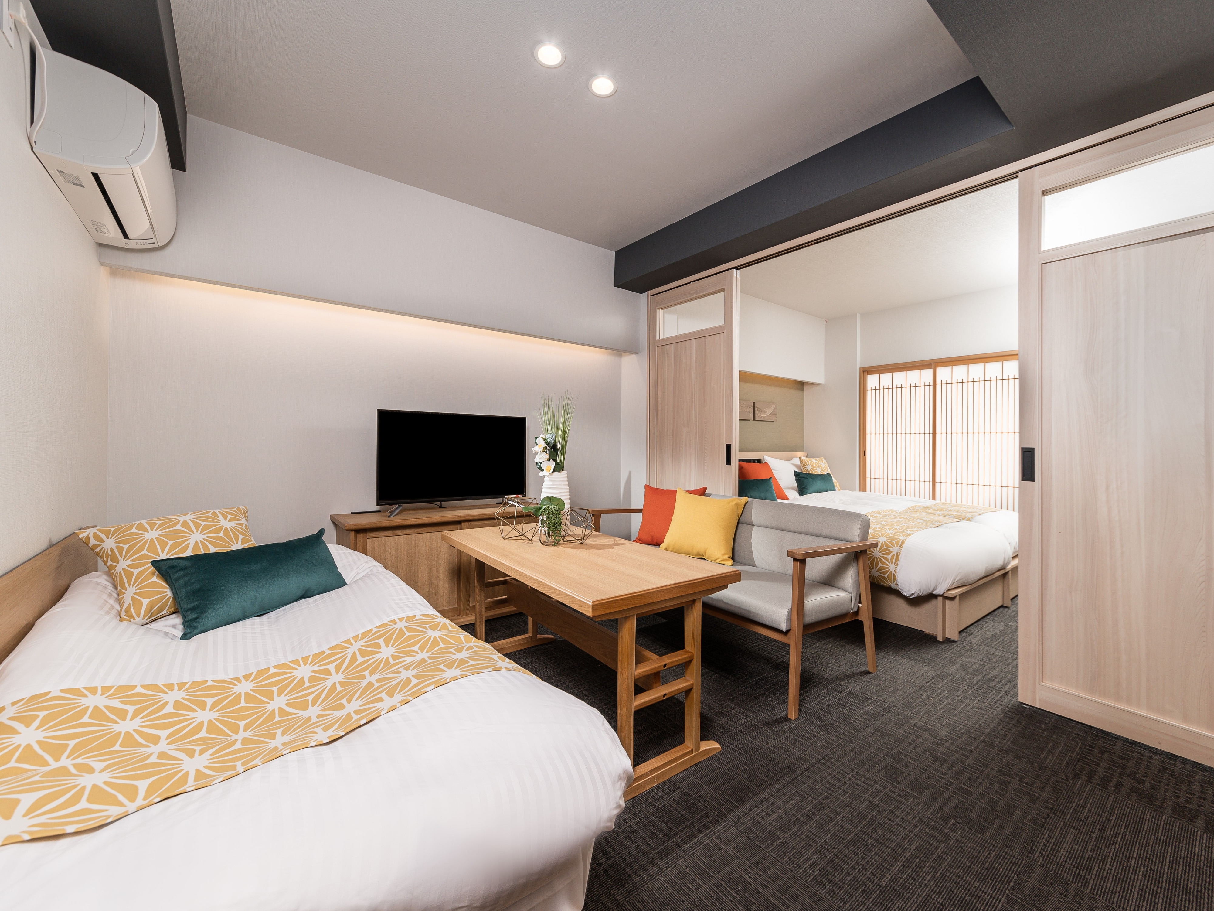 In addition, a room with a sofa bed