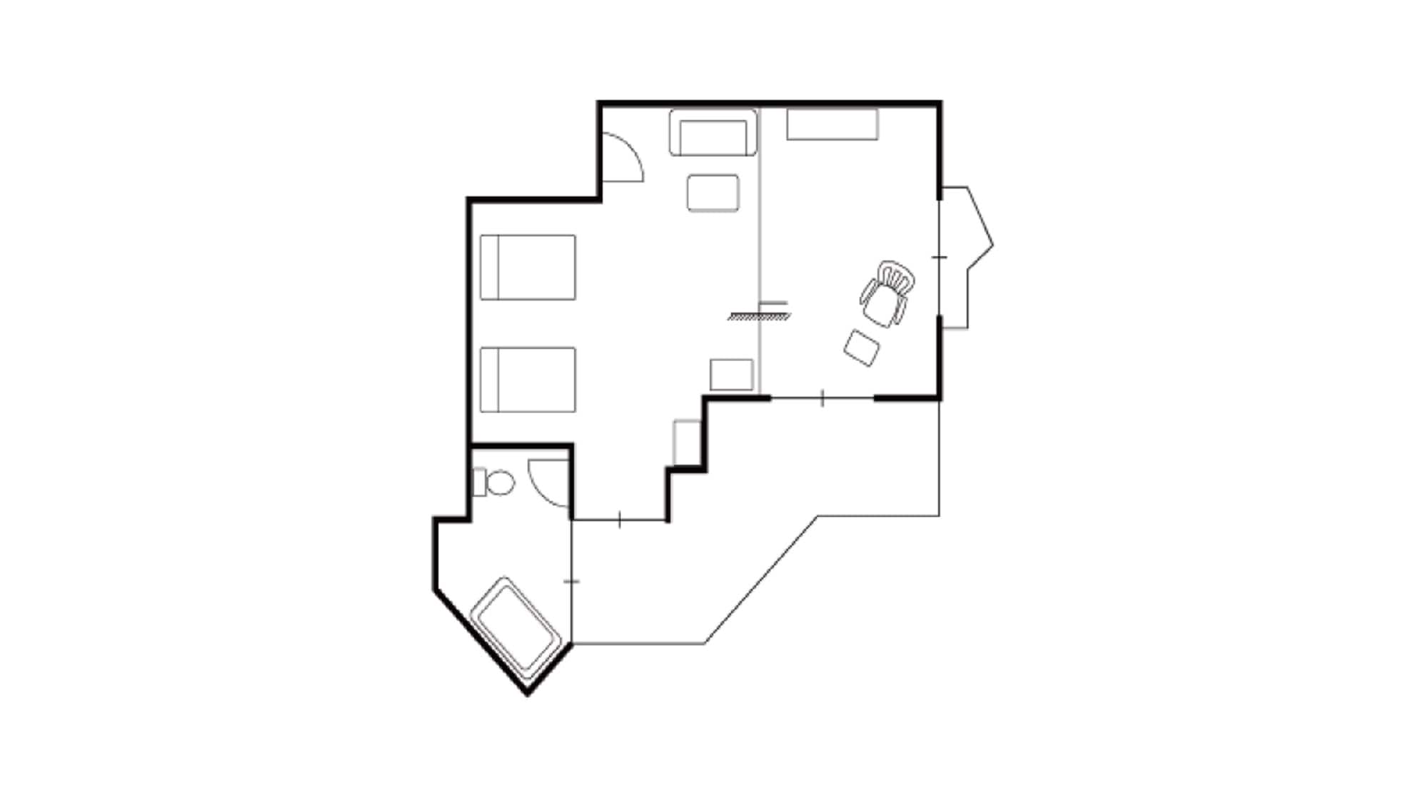 ・Deluxe twin floor plan