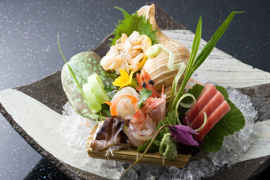 sliced raw fish