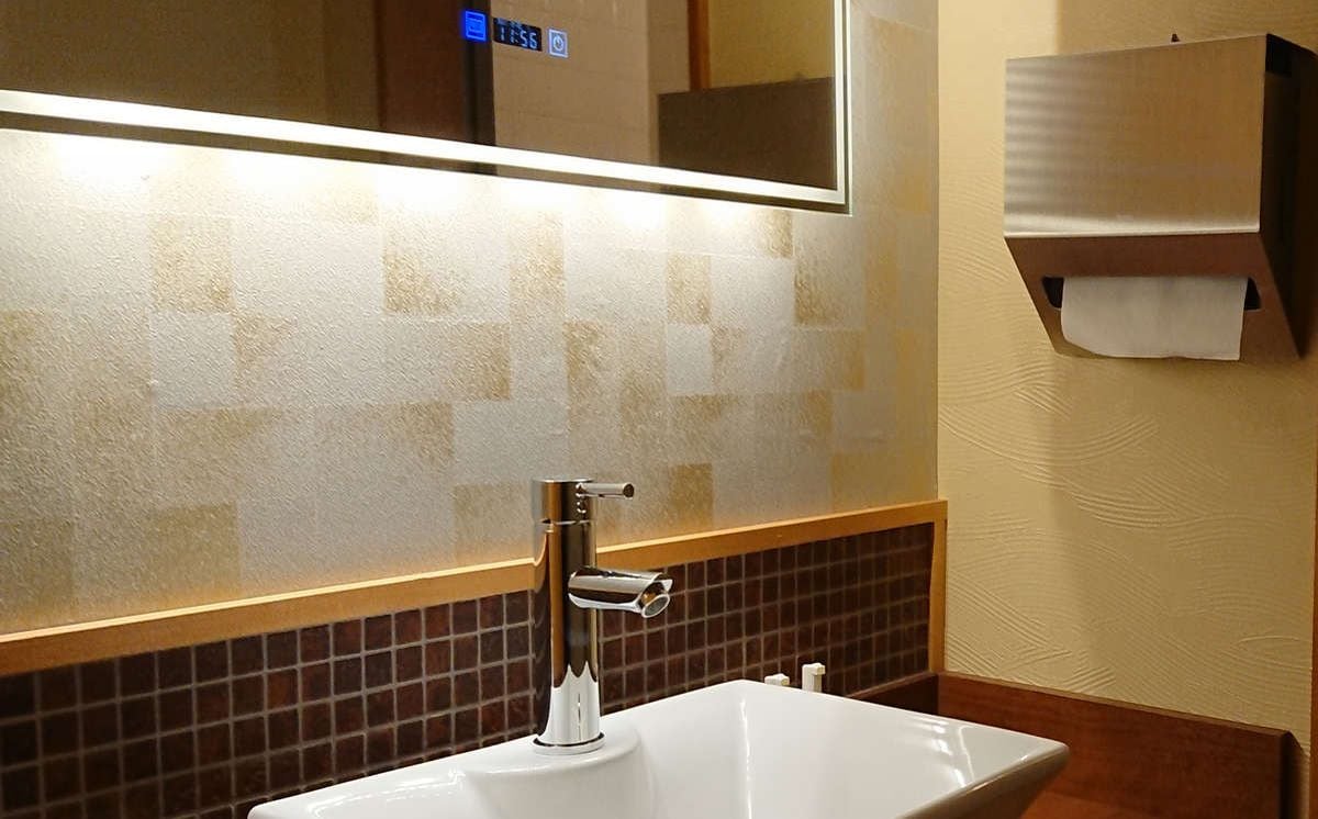 Three bathroom mirrors with different colors