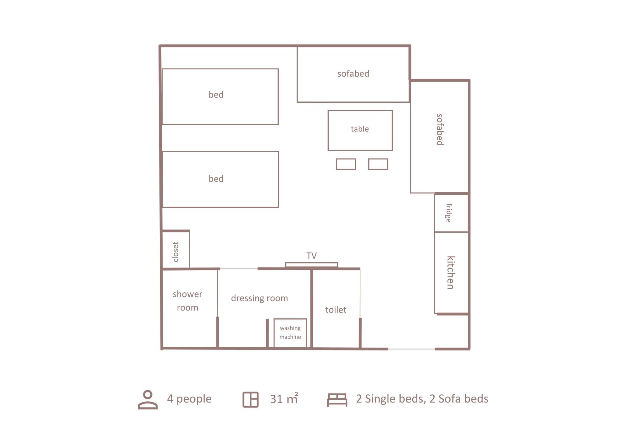 Floor plan: Moderate 4 beds
