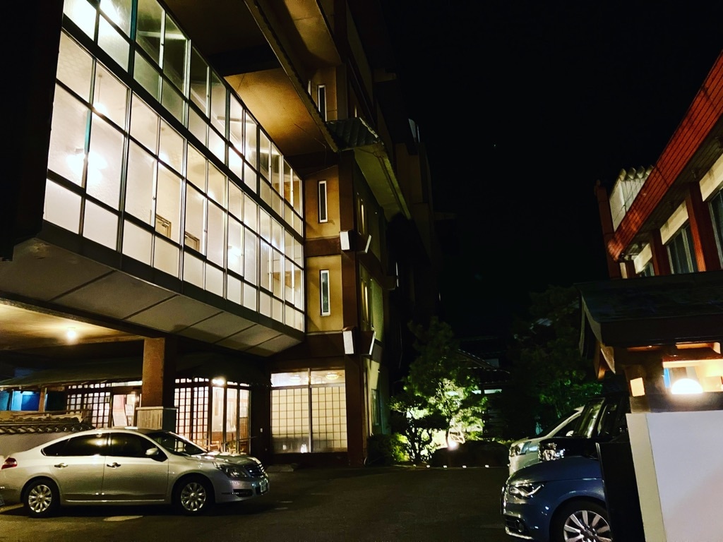 Hotel exterior at night