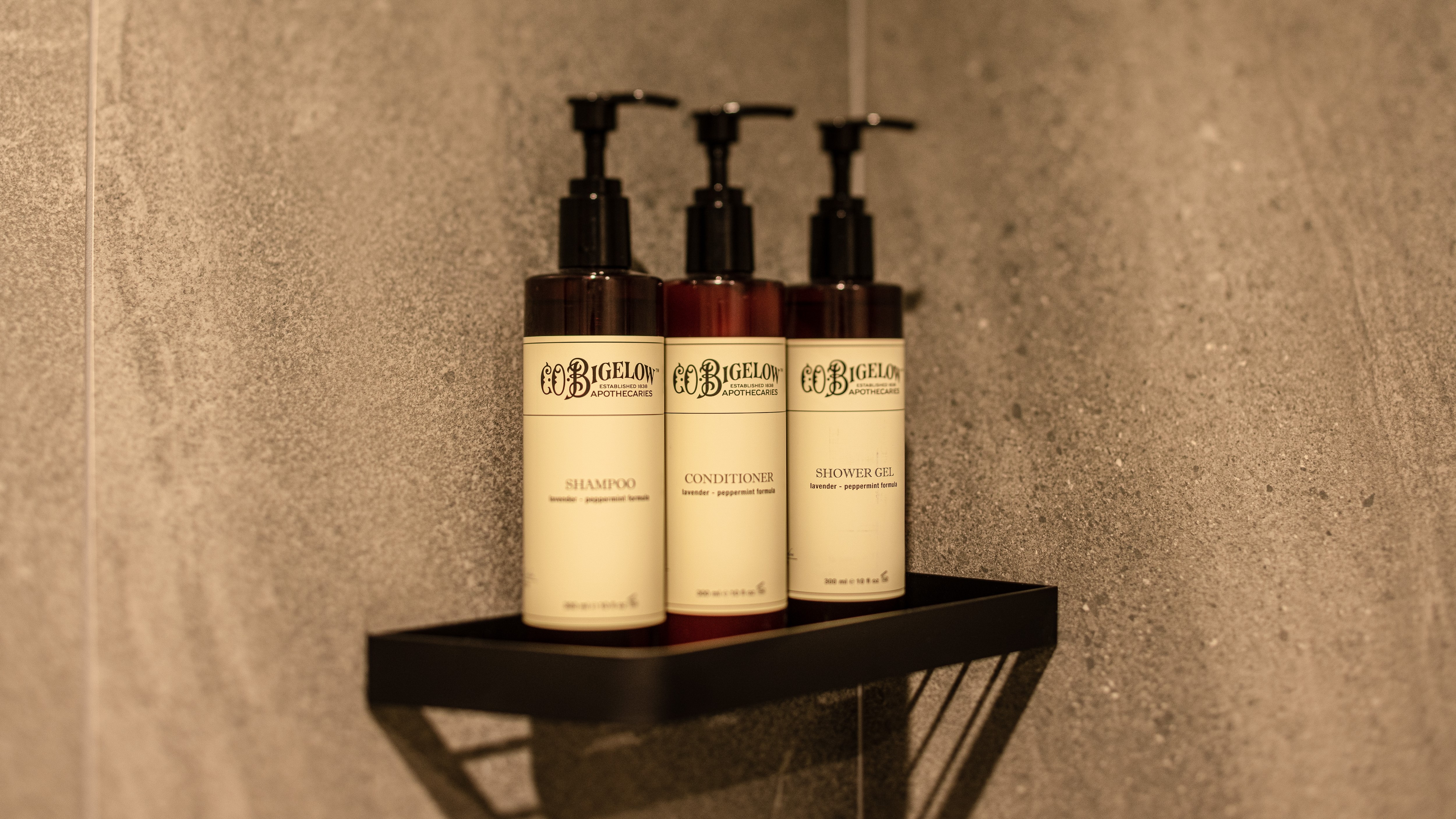 CO Bigelow shampoo, conditioner, shower soap lavender scent