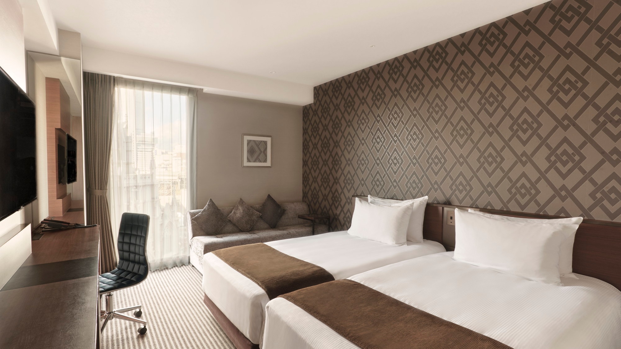 [Deluxe Twin (25m2)] A sofa bed is available for up to 3 people. Perfect for family trips, girls' nights out, etc.
