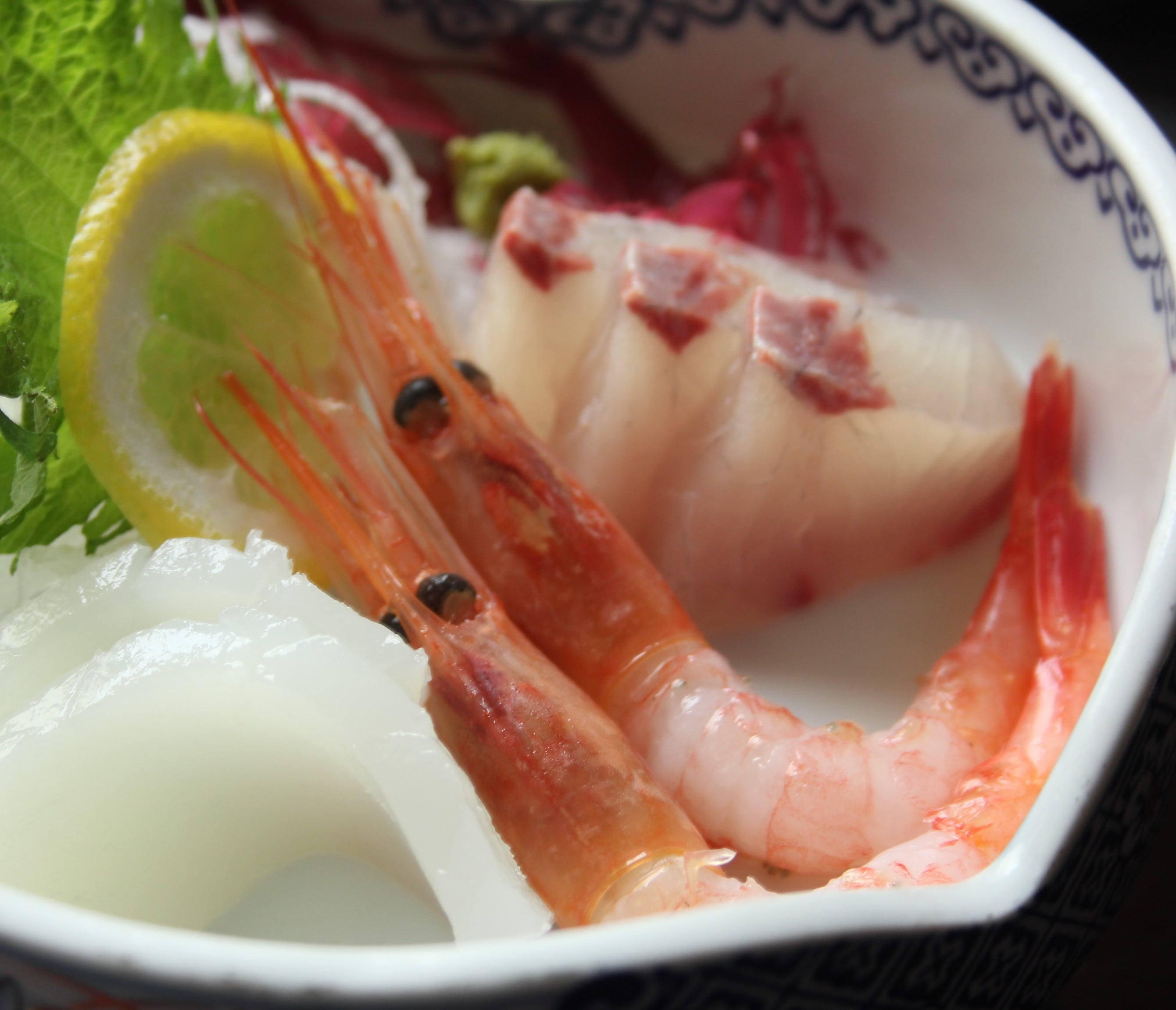 Squid and shrimp sashimi