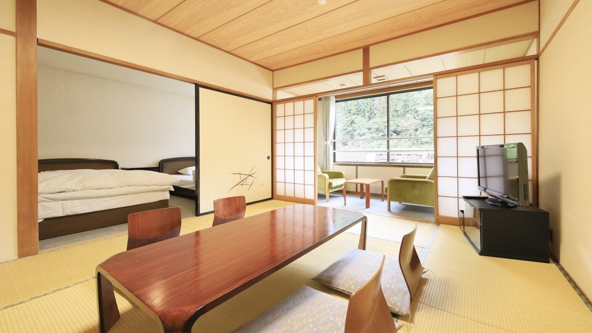 [Phòng theo phong cách Nhật - Tây] Phòng theo phong cách Nhật Bản với 10 chiếu tatami + phòng đôi + hiên rộng rãi (không hút thuốc, có vòi sen)