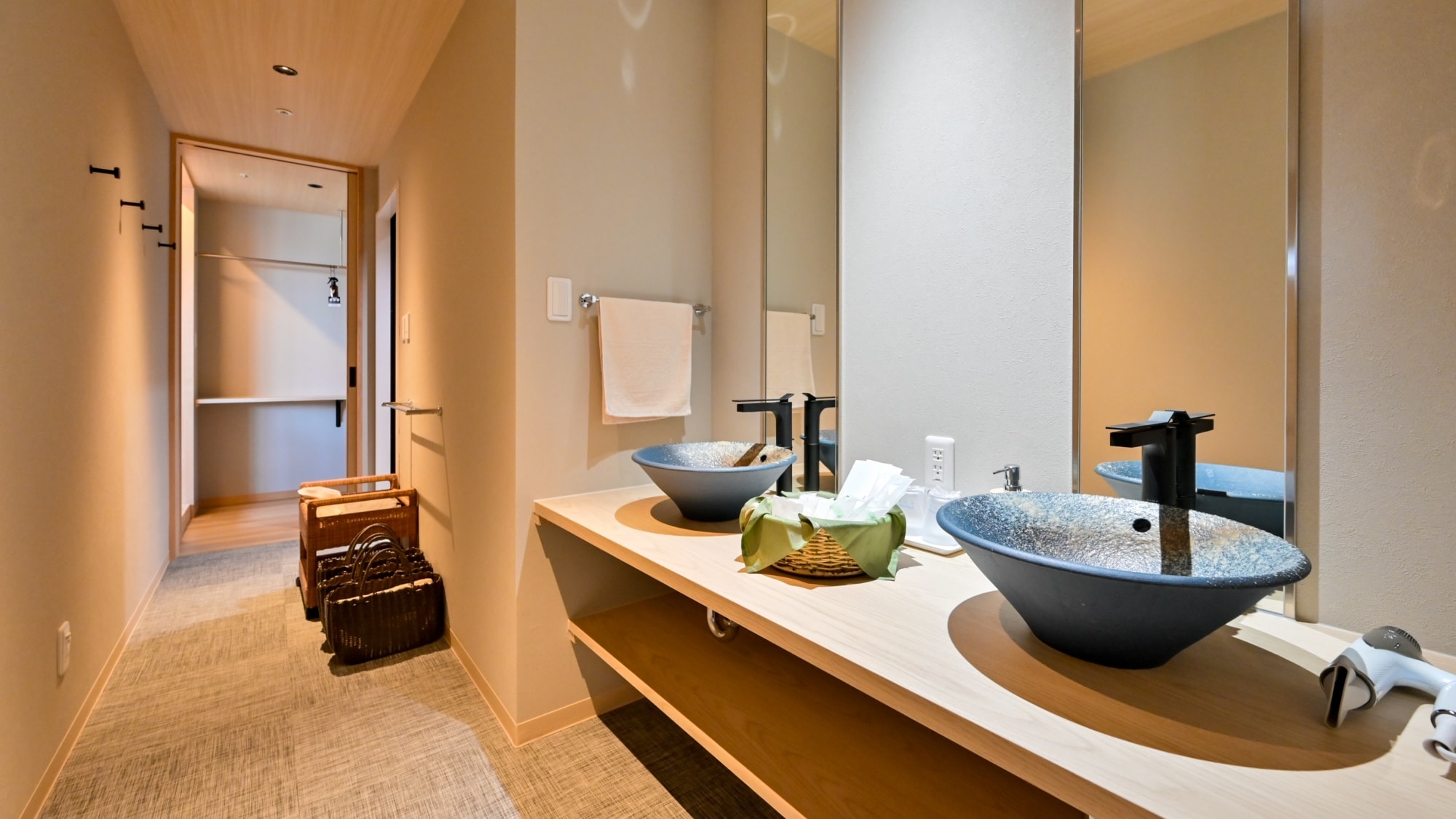 The bathroom is also spacious, so you can easily get ready in the morning.