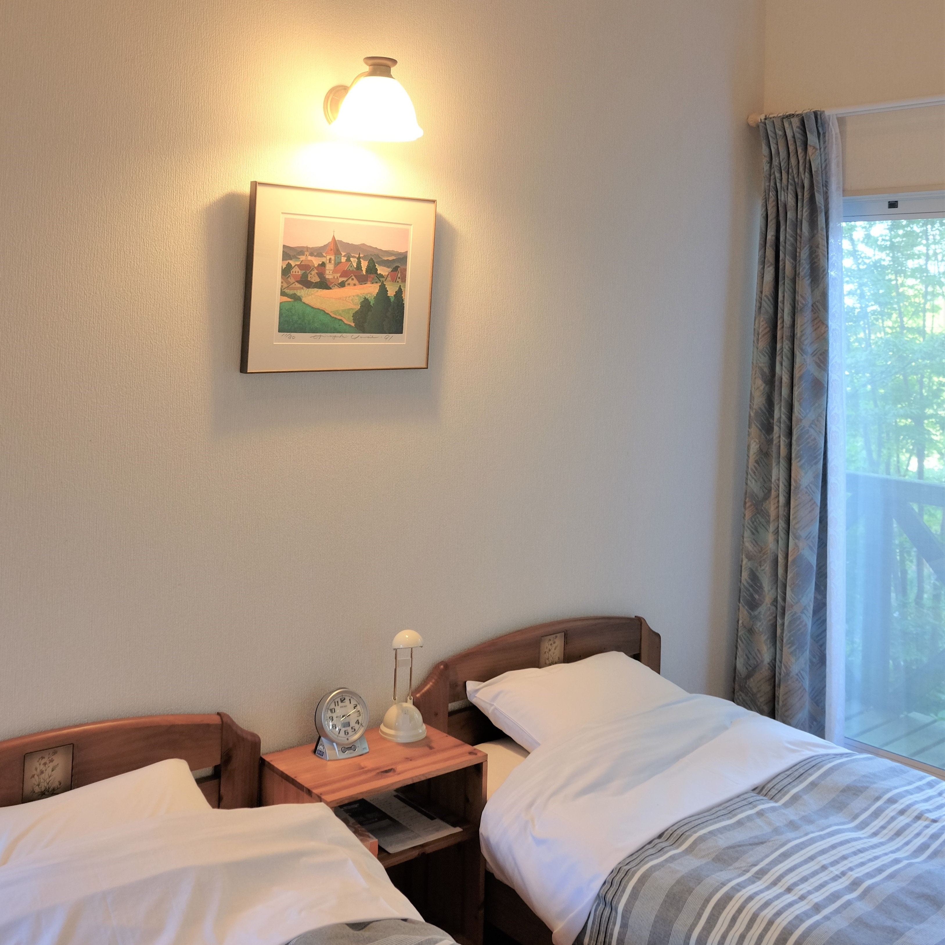Bedrooms. All rooms have garden views.