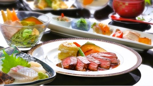 Kaiseki restaurant with steak as the main course