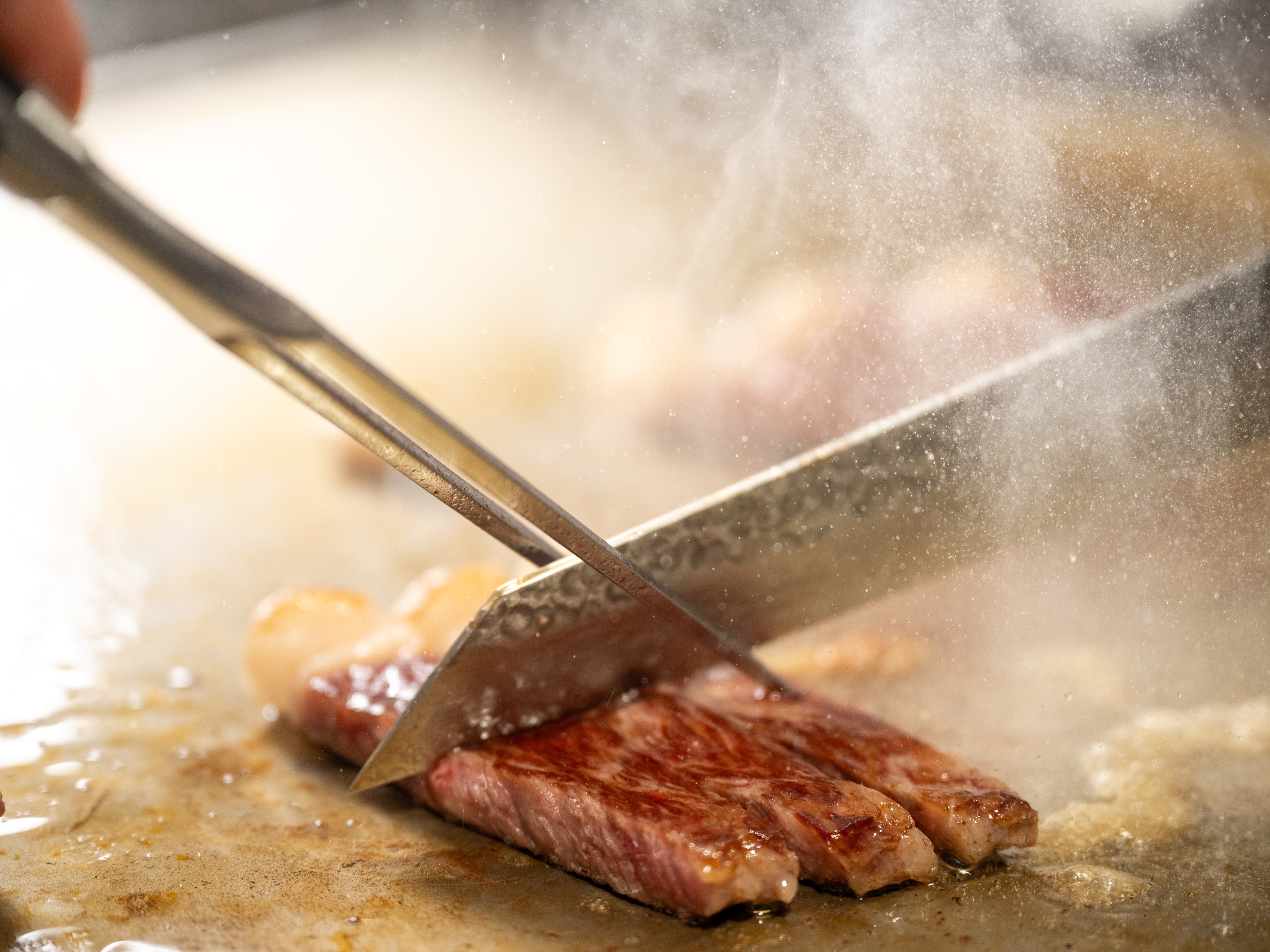Example of a live cooking demonstration for dinner.