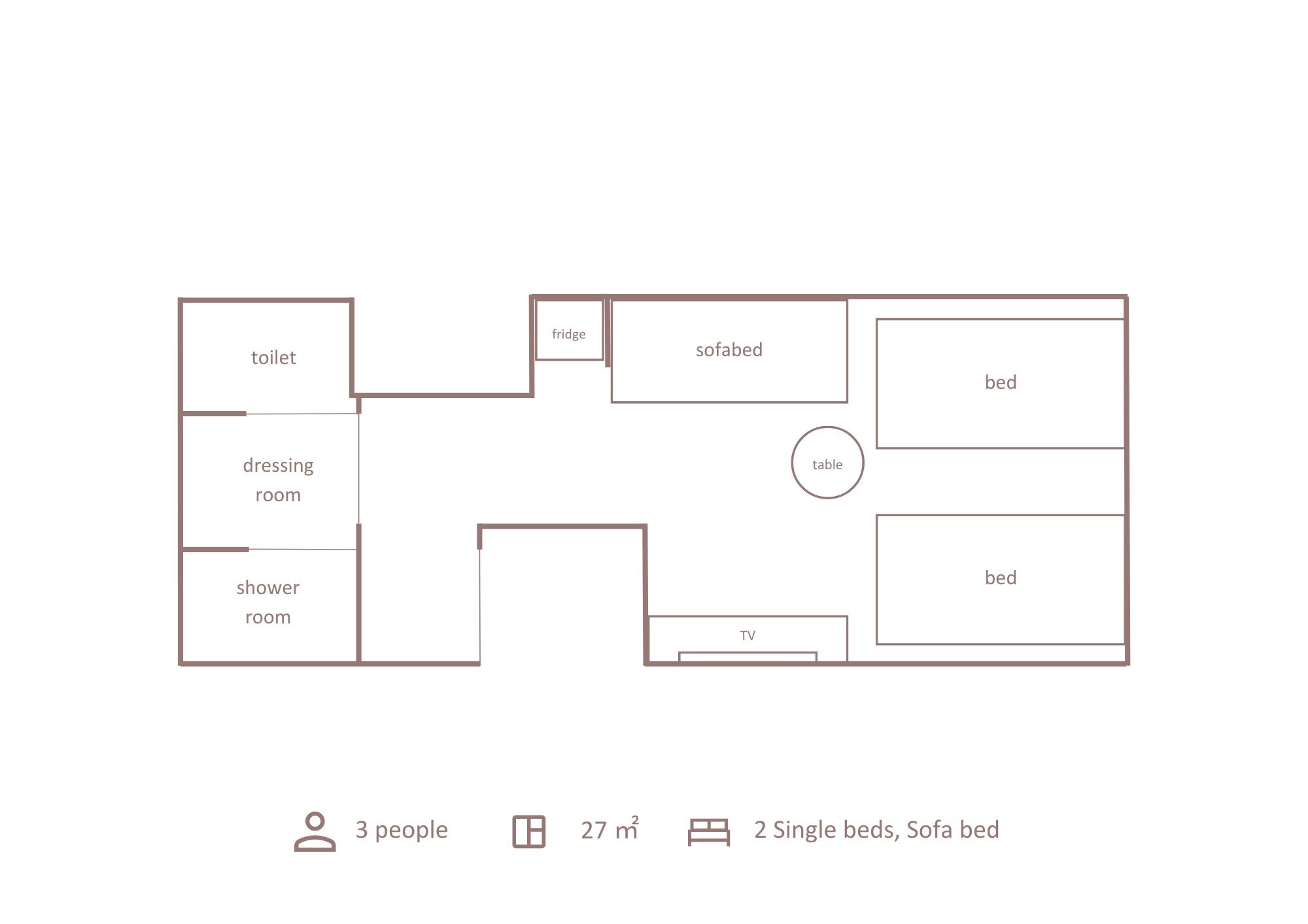 Denah lantai: Kamar tidur universal 3 kamar tidur