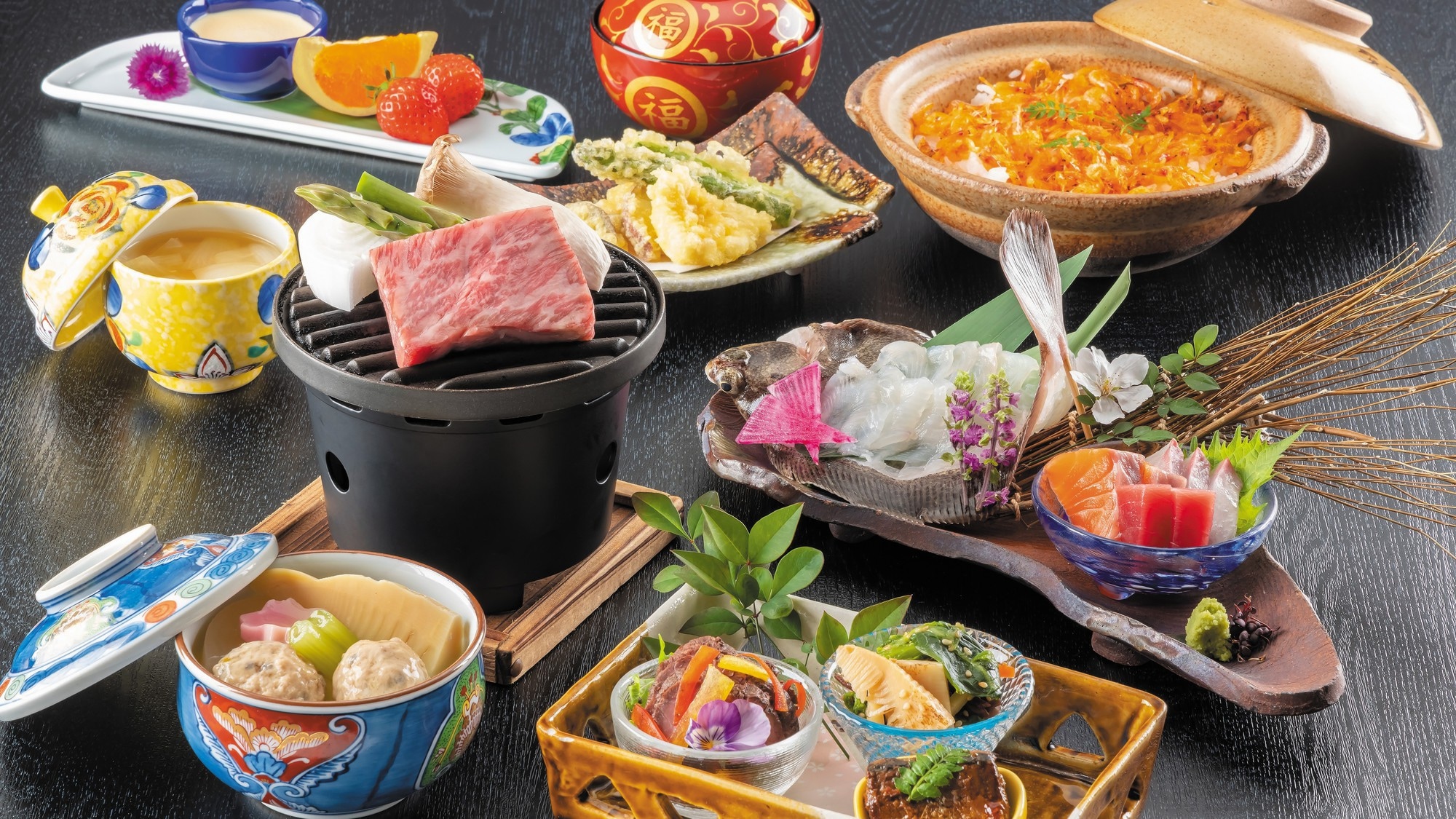 ■「세토우치 회석」사누키 회석에 현 브랜드 소인 올리브 소 스테이크를 더한 인기 메뉴! !