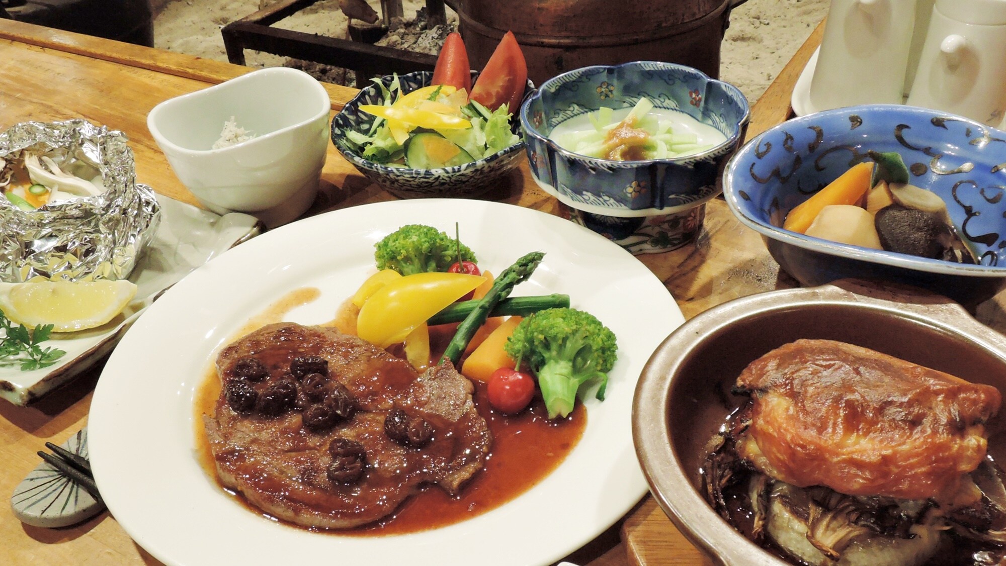 * [Supper example] Enjoy Aizu's local cuisine and fireside cuisine (Japanese set meal).