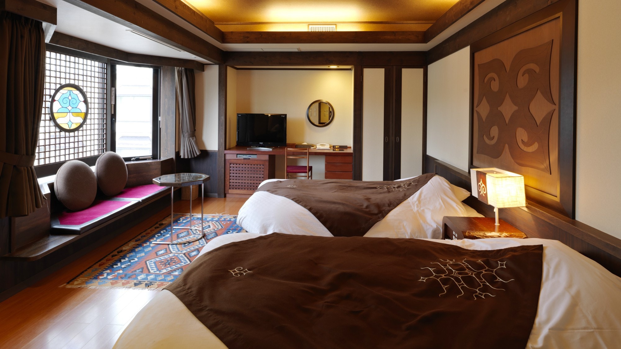 [Main building/Rera] Western-style twin room/We are proud of the modern appearance with Ainu patterns on the wallpaper *Image
