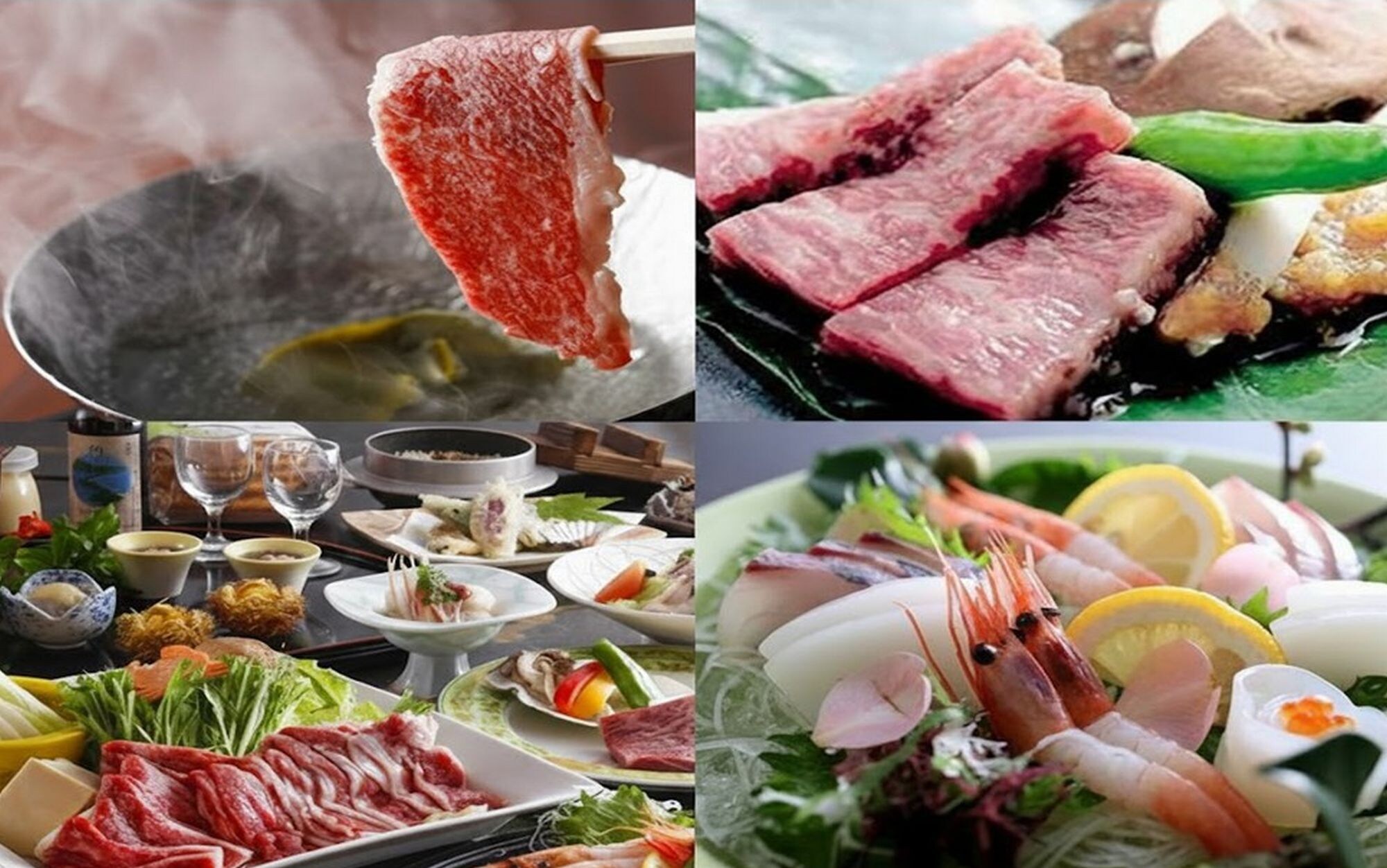 "Tajima Beef Kaiseki" Tajima beef shabu-shabu, teppanyaki, cold shabu-shabu salad,