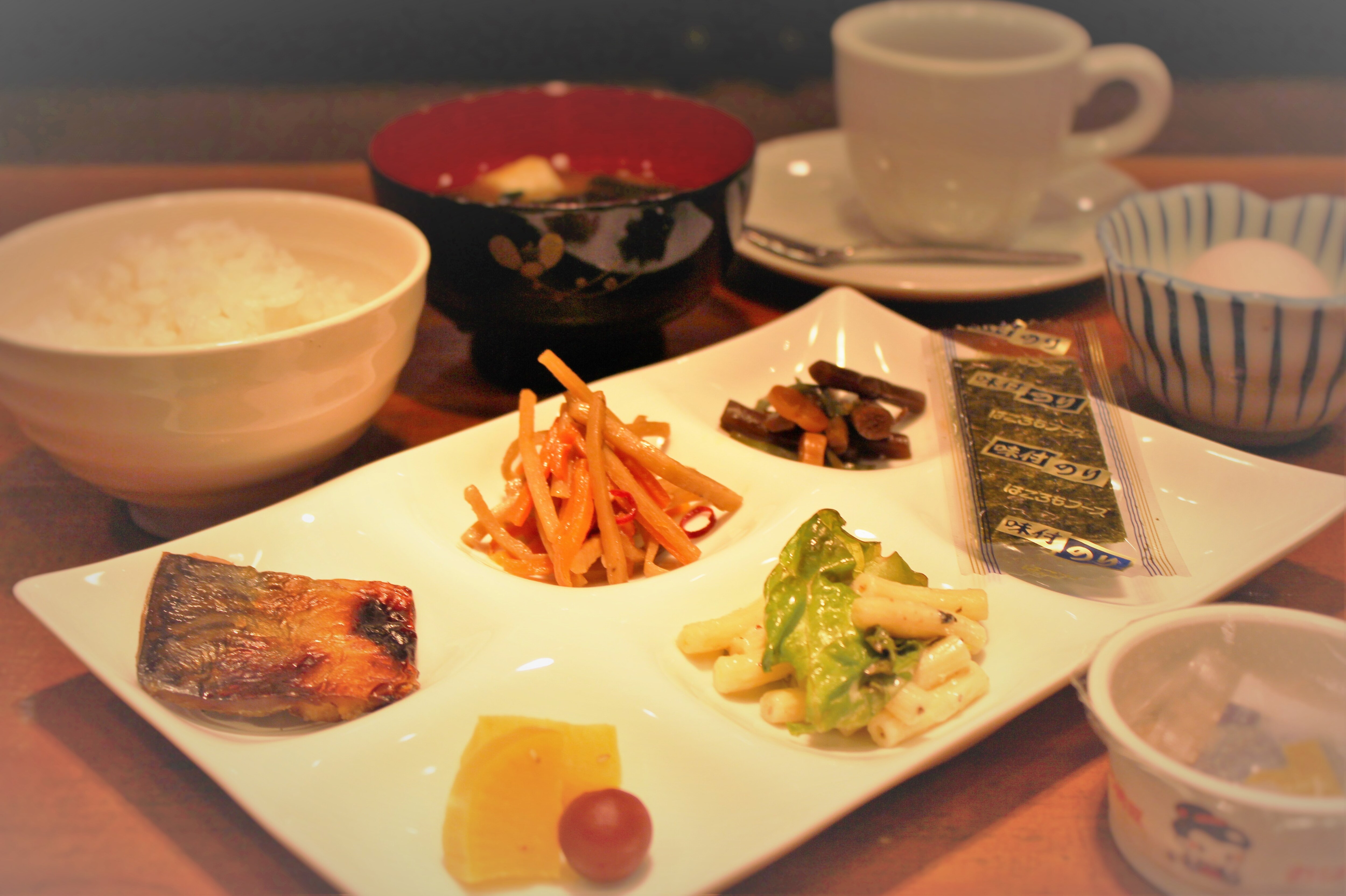 Breakfast buffet Japanese food example