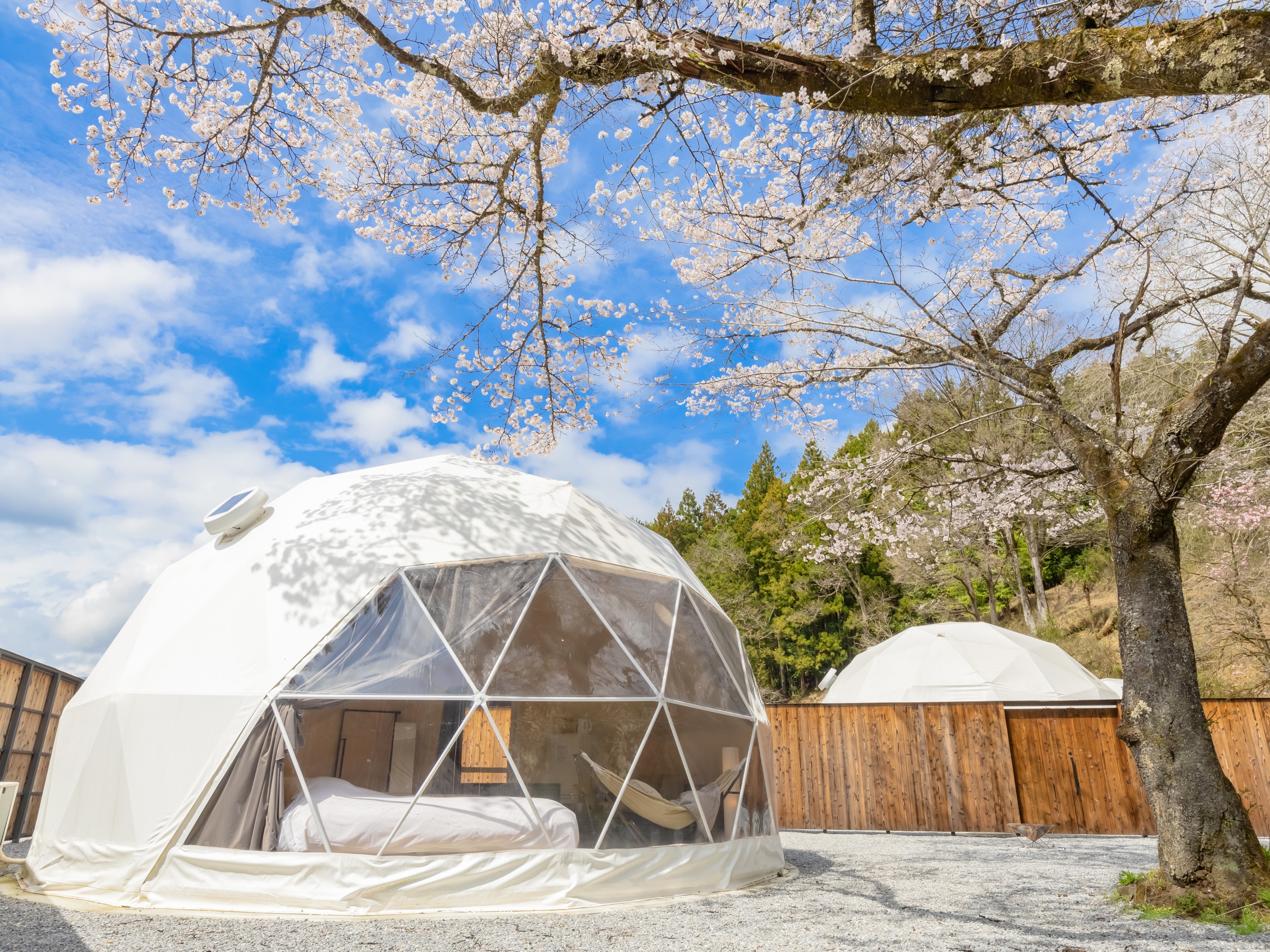 Accommodation in a dome tent
