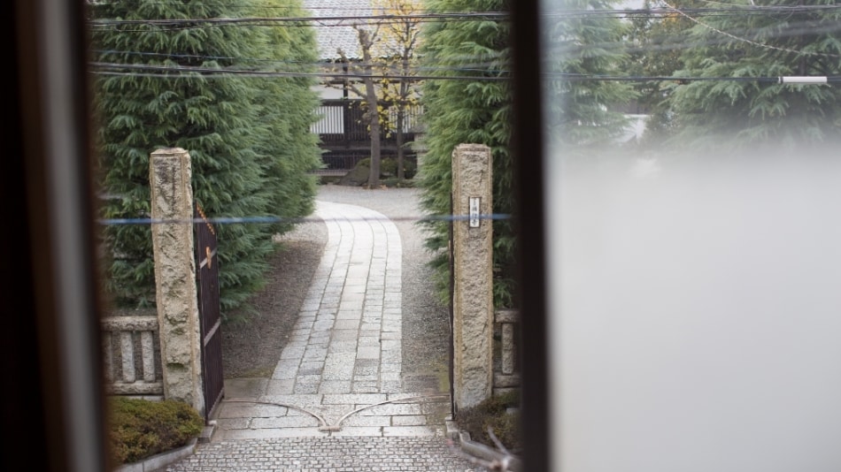 You can see the approach to the temple from the bedroom on the second floor.