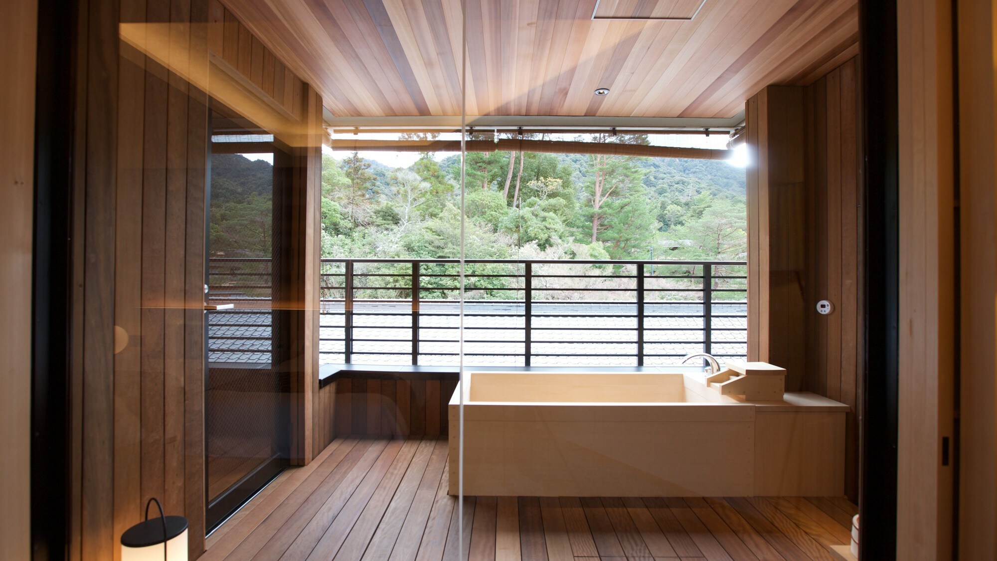 Guest room open-air bath overlooking Mt. Misen