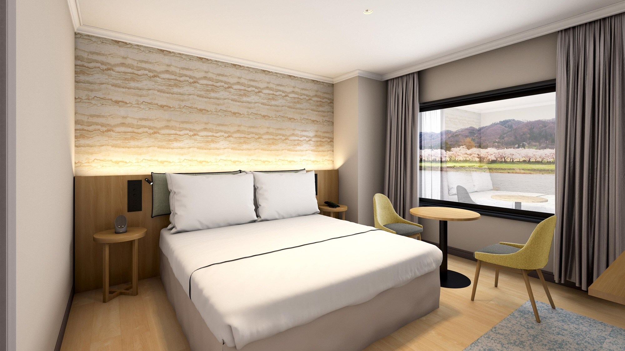 The one-bedroom suite has a 200cm wide king-size bed and an extra sofa bed, accommodating 1 to 4 people.
