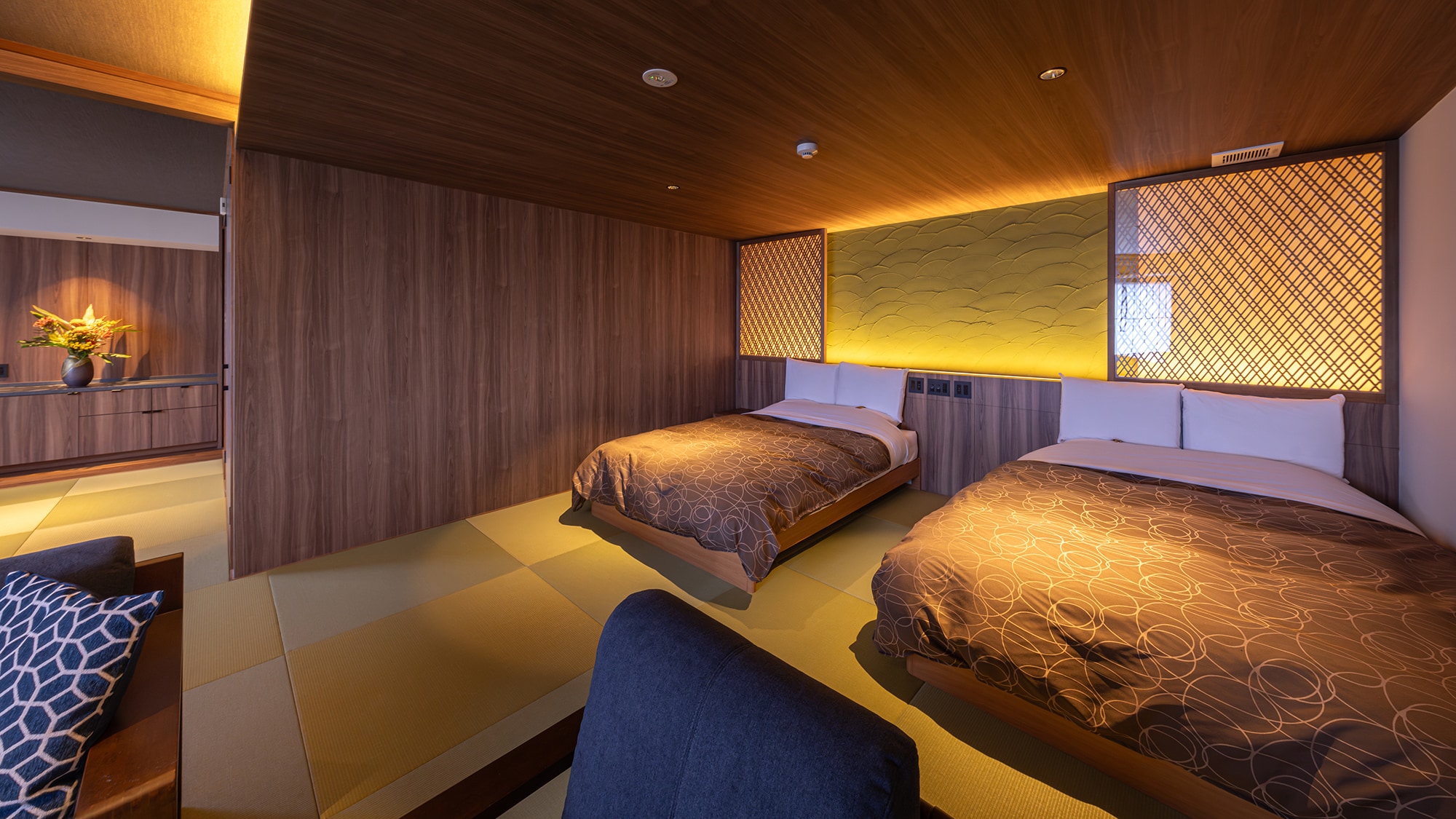 56平方公尺的舒適日西合璧的房間，可以讓您一起度過特別的時光。在舒適的單人床上享受一夜好眠。