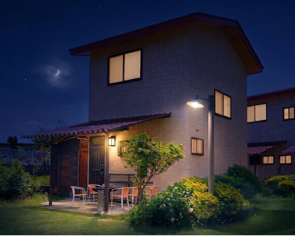 小楼，夜晚