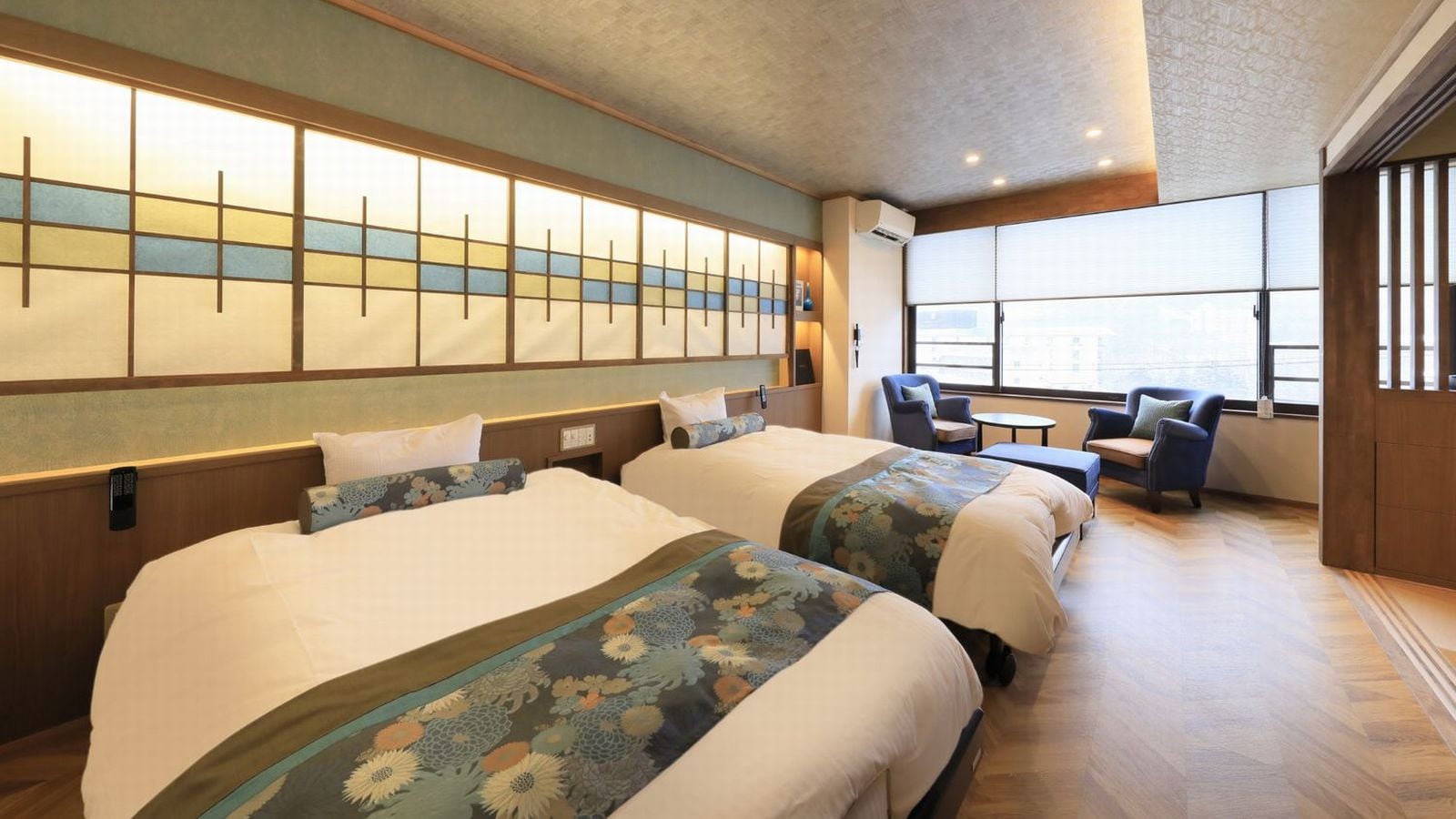 <Ruri-RURI> Japanese-Western style twin hot spring open-air bath + France Bed electric bed