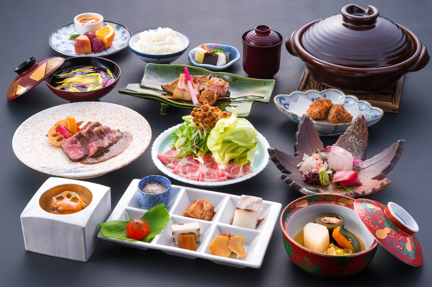 Supper: An example of Japanese-style kaiseki cuisine