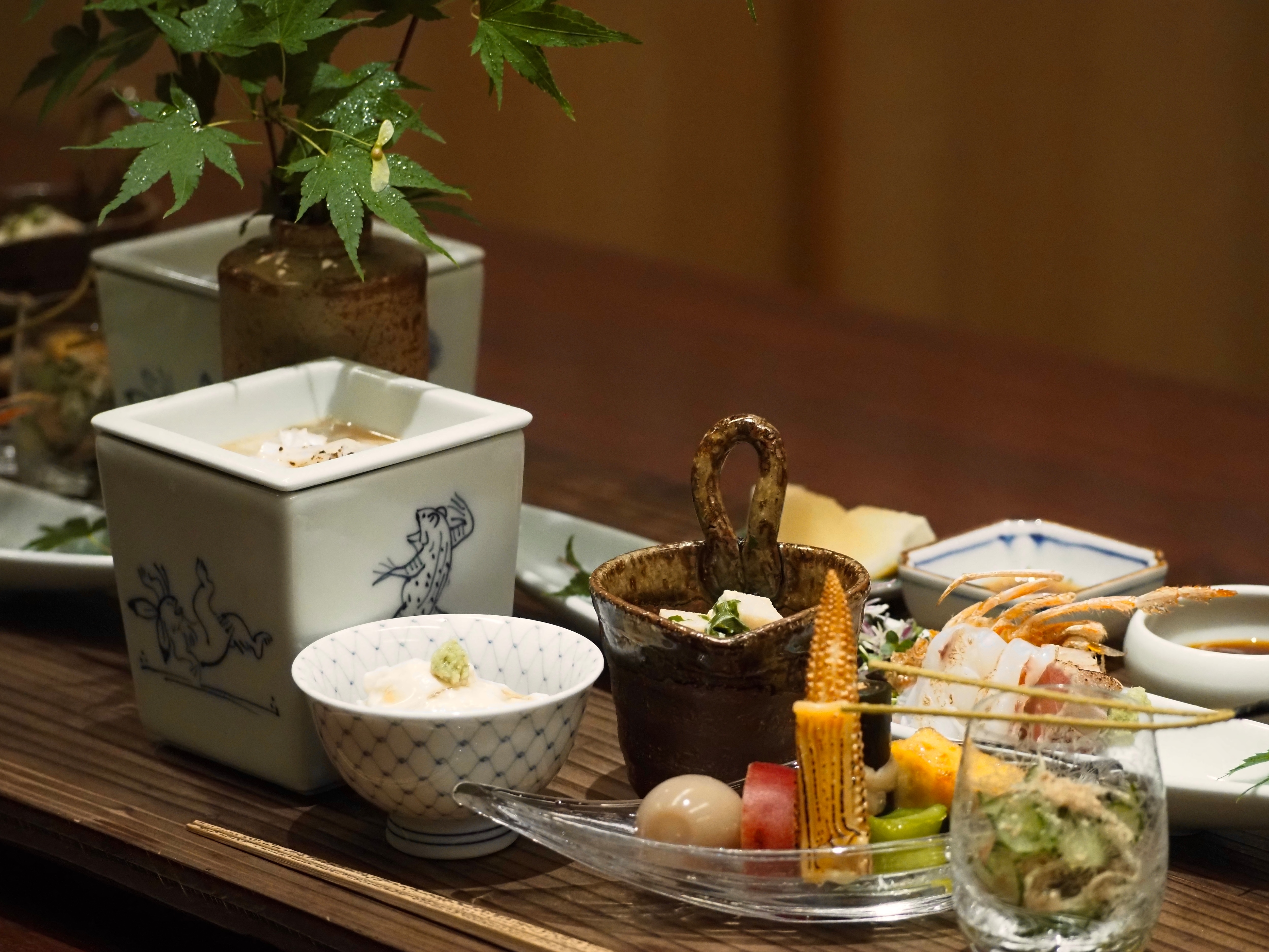 Image of a summer Suisen-ryu kaiseki meal